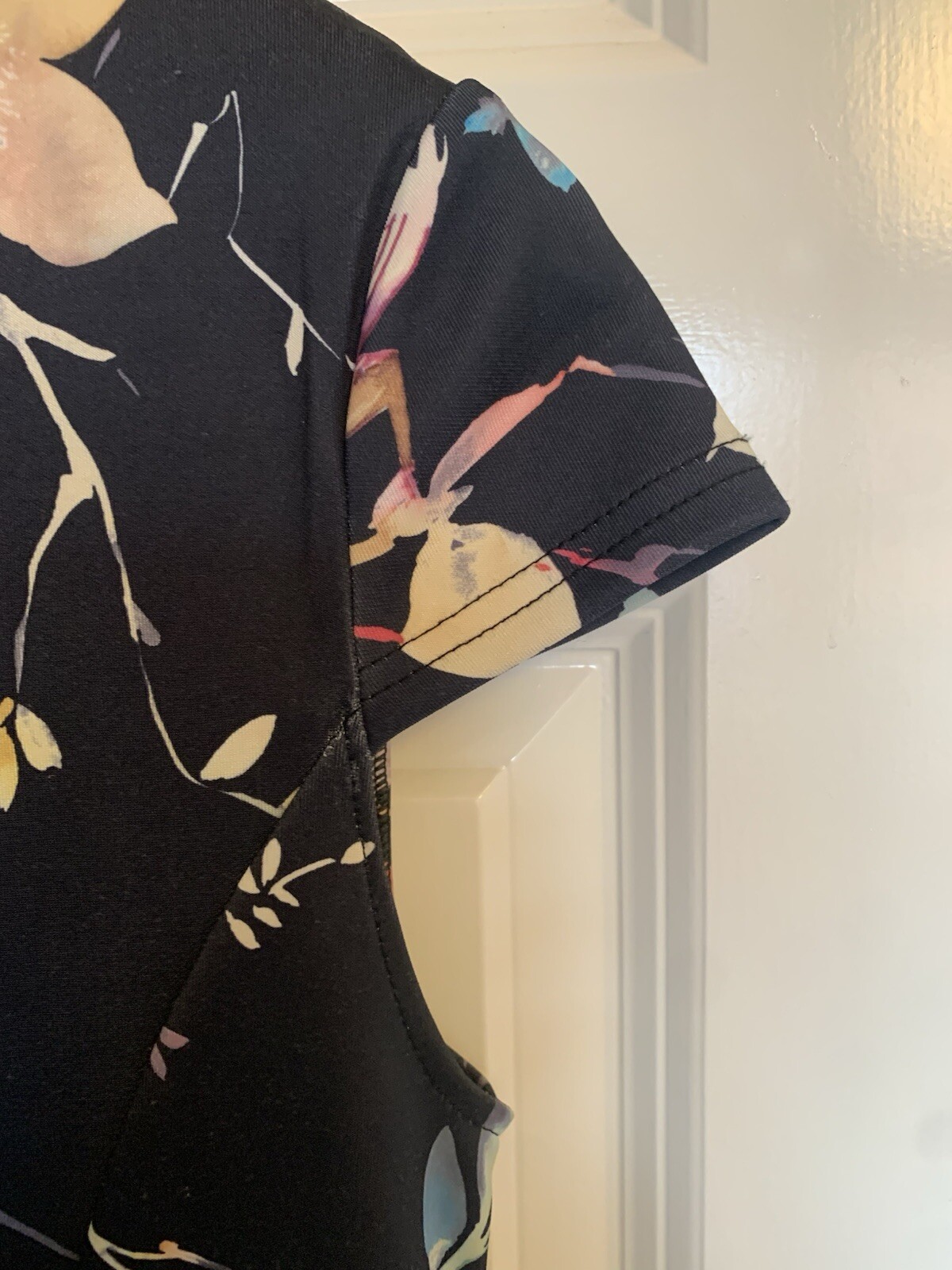 Short Black Dress Size 12 Floral design – Free Returns