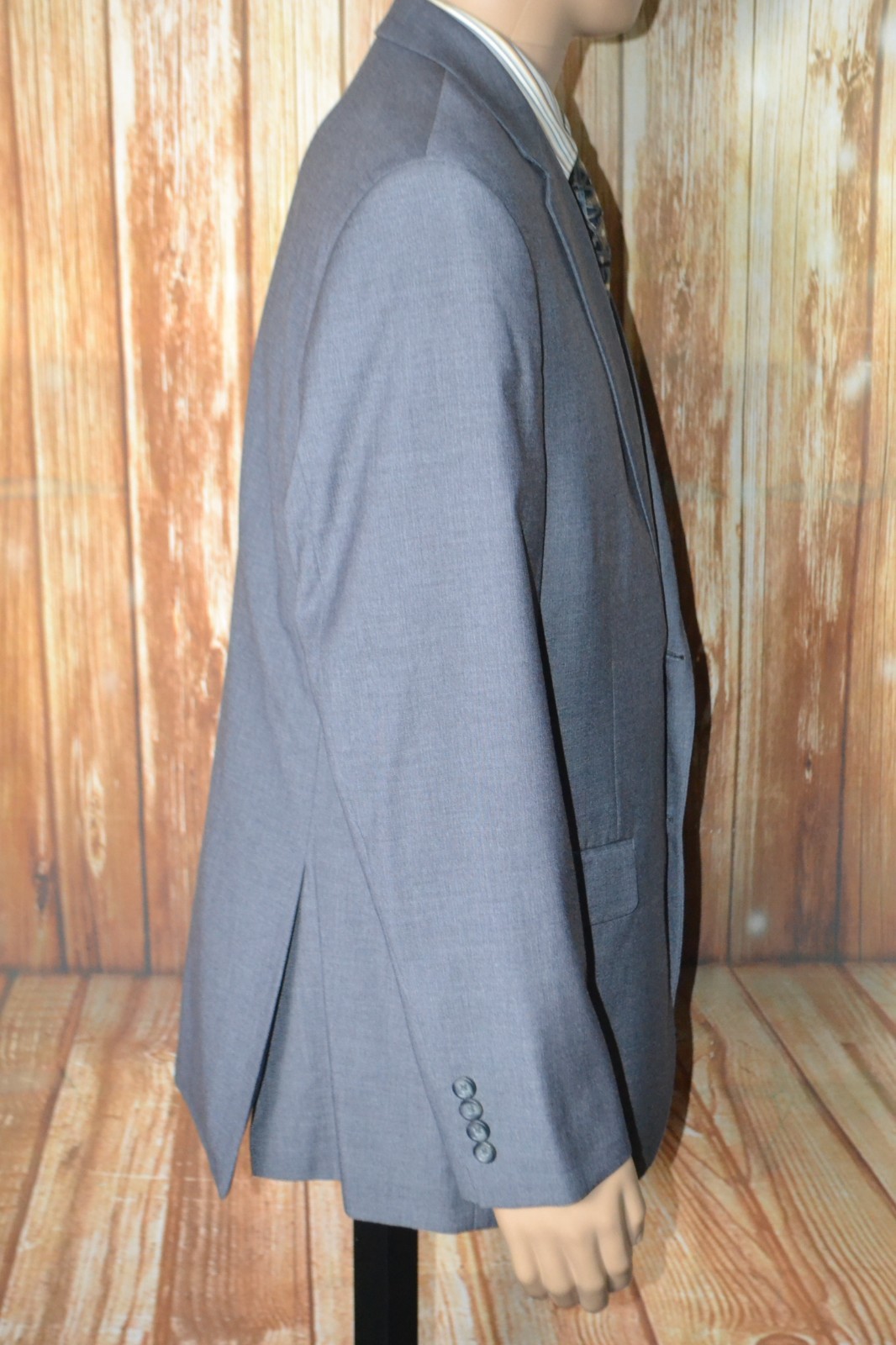 Pronto Uomo Men Gray Polyester Blend 2 Button 3pcs Suit Sz 42R Wst 38×28