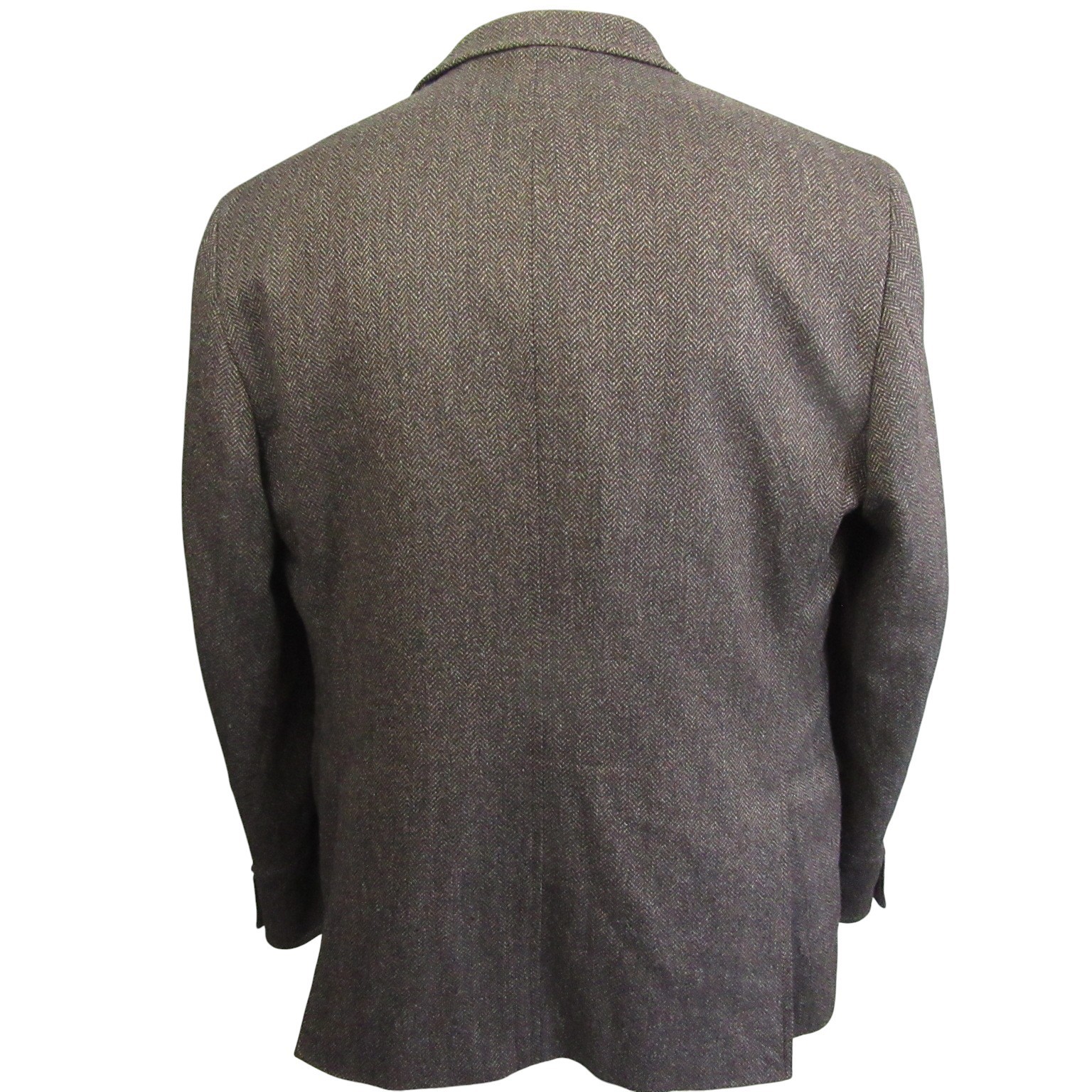 Kroon Tweed Sport Coat 46L 3 Button Brown Herringbone Throat Latch Double Vent