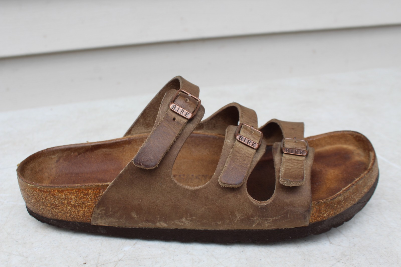 Birkenstock Florida 39 Soft Footbed Ladies 8 Mocha Brown Leather 3-Strap Germany