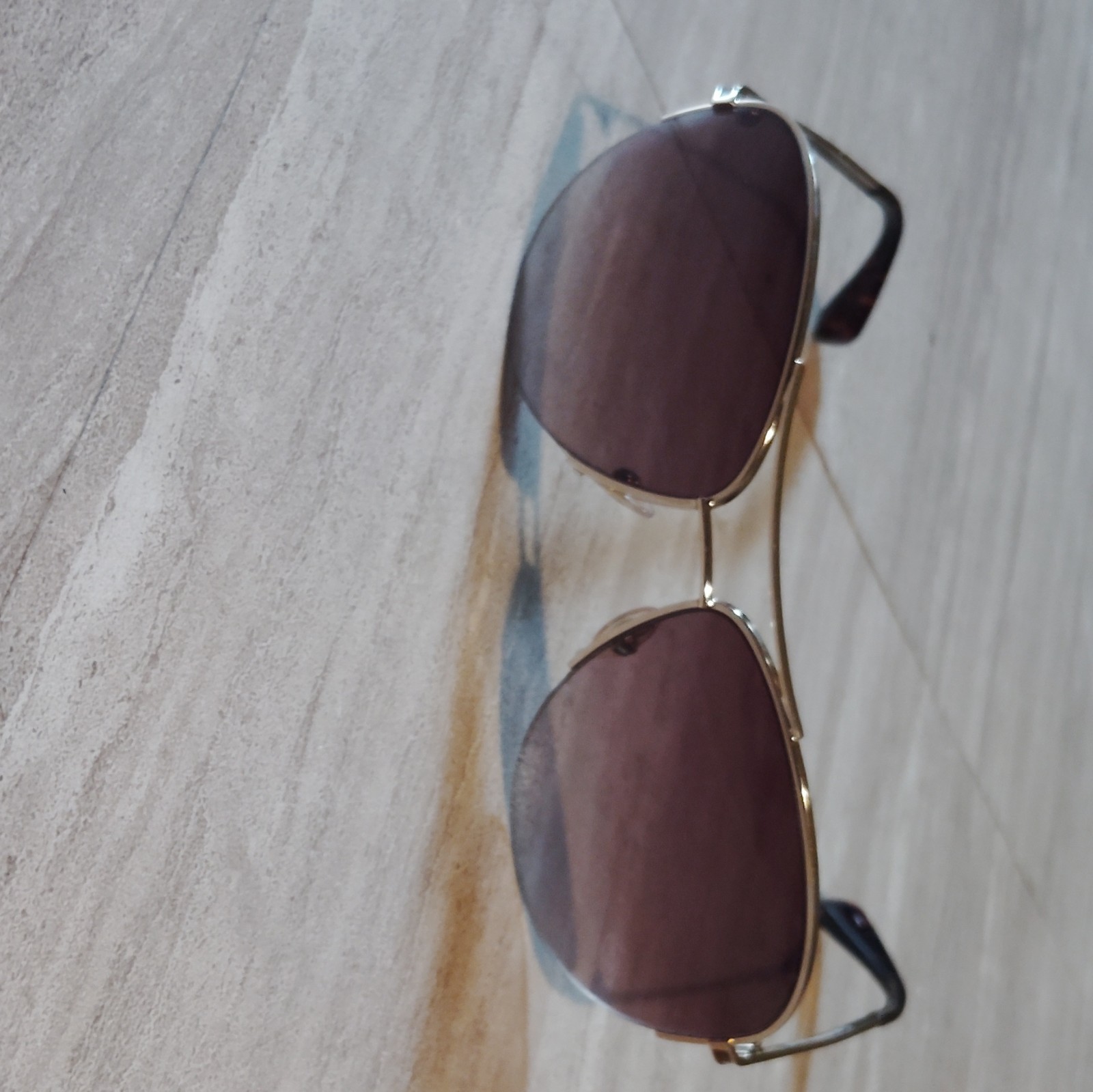 MARC BY MARC JACOBS Aviator Sunglasses Gold Metal Frame Brown Tinted Lenses