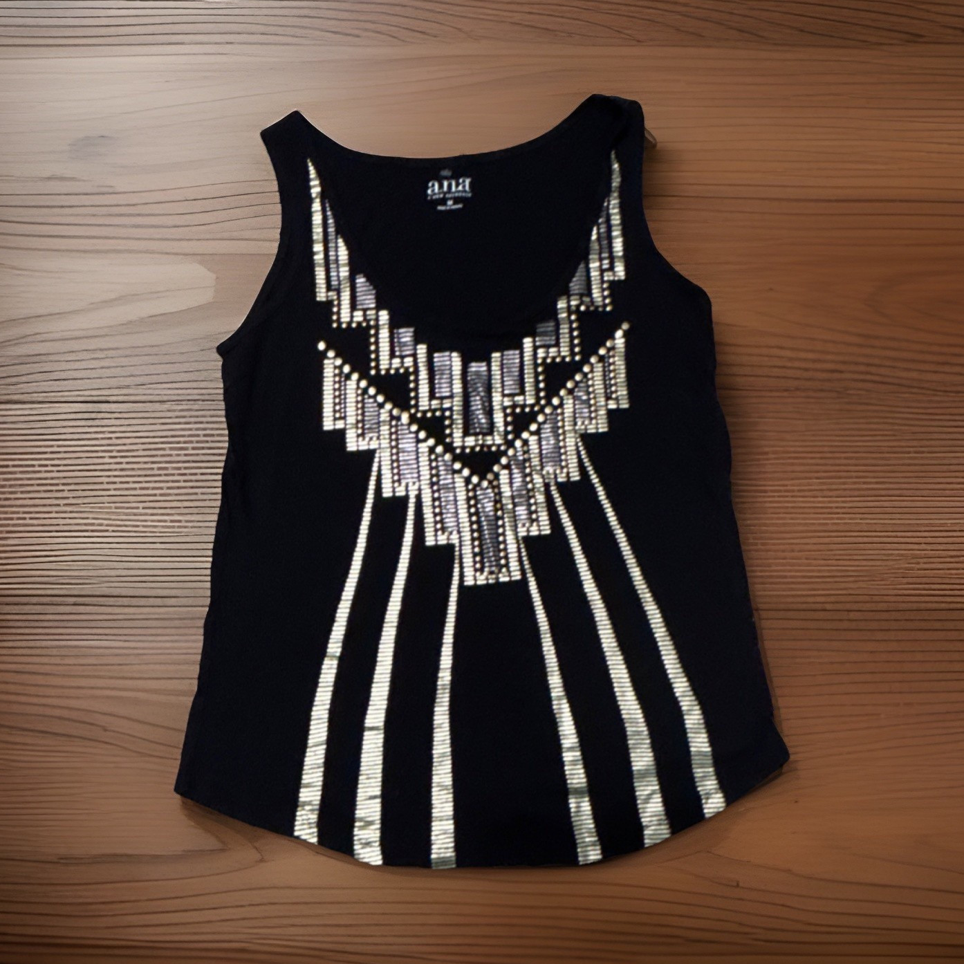 a.n.a A New Approach Studded Geometric Tank Top Black Silver Sleeveless M