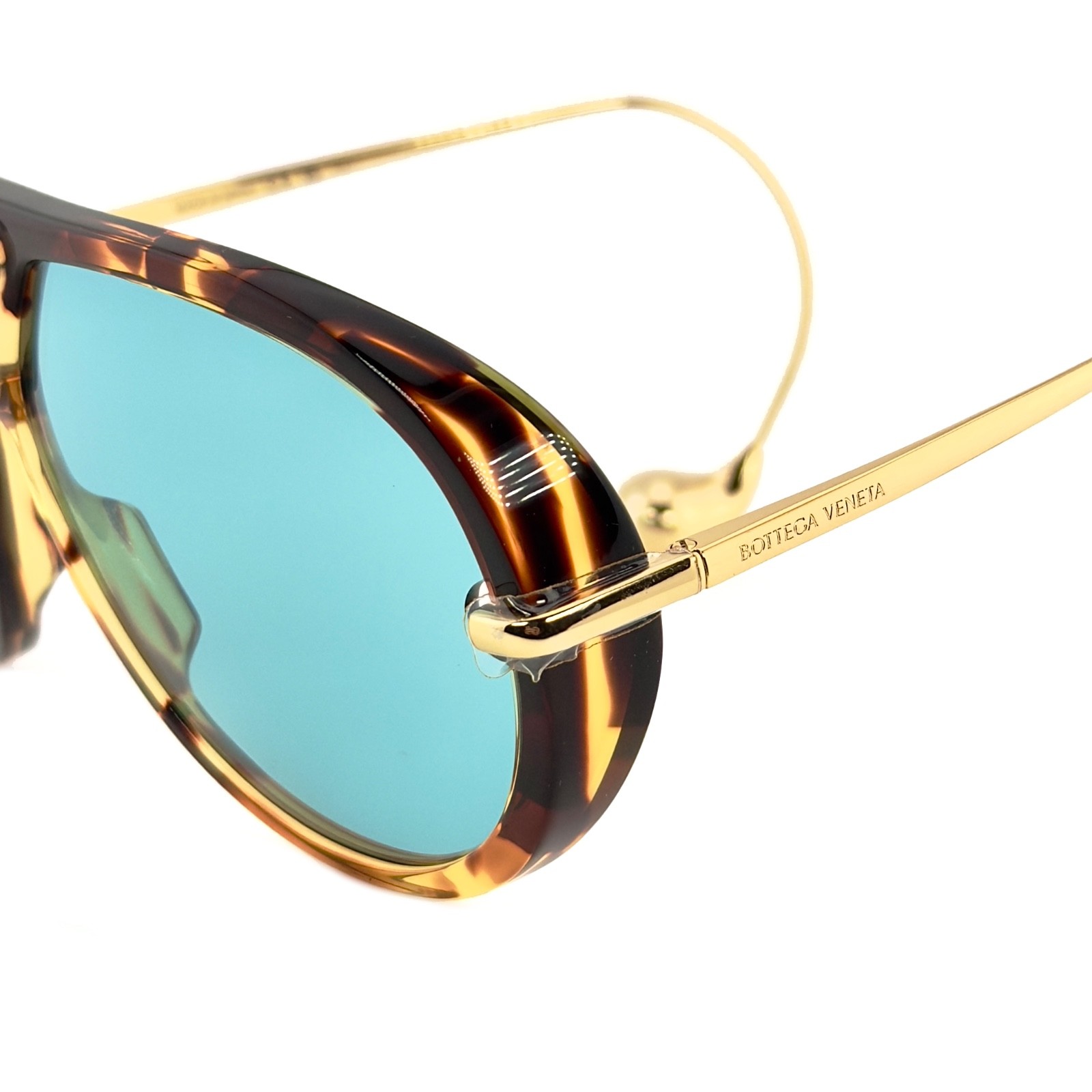 BOTTEGA VENETA 1273 DROP BV1273S Metal Havana Green Unisex Pilot Sunglasses 007