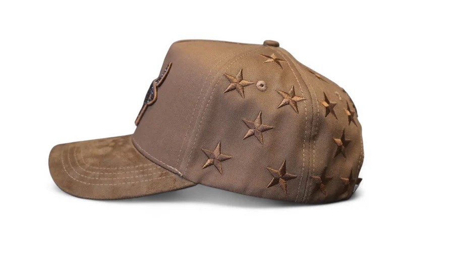 Lost Calf All Star Brown A-Frame Embroidered and Rhinestone Embellished Hat
