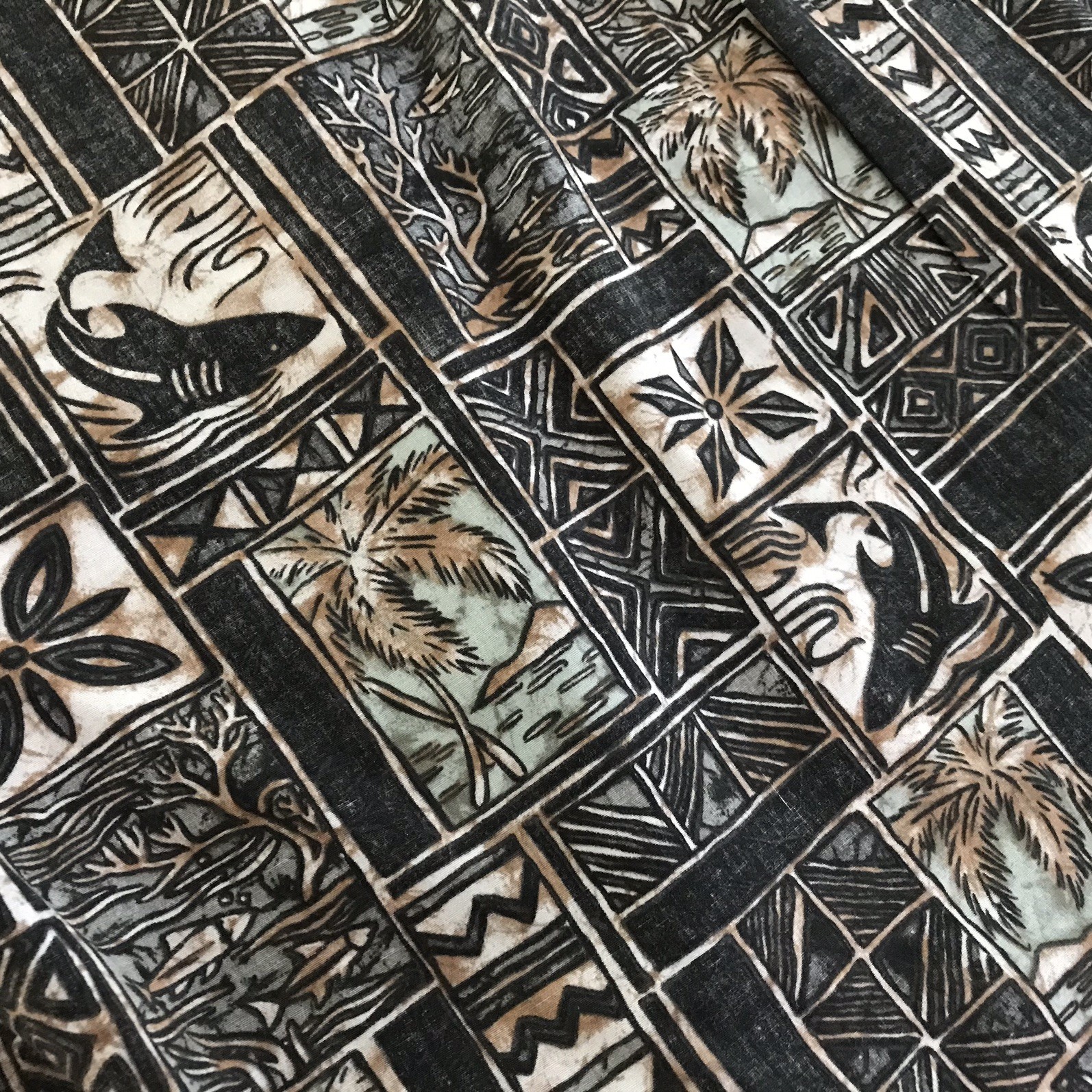 Cooke Street Honolulu Shirt Men’s XXL Black Grey Brown Reverse Palm Hawaiian