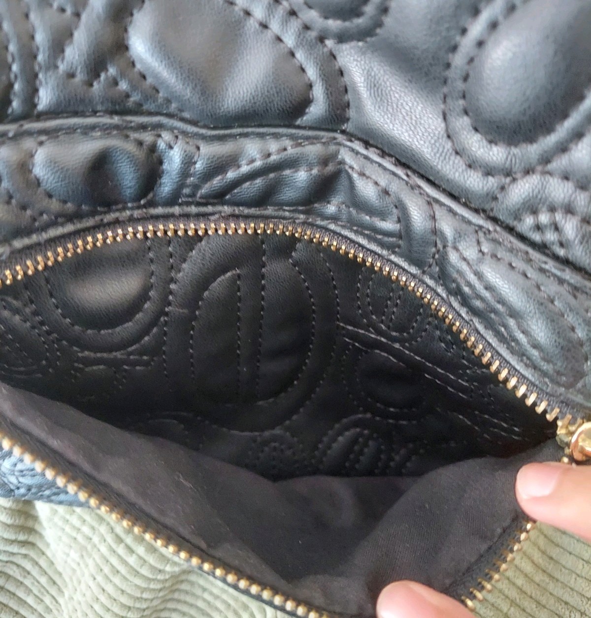 bebe Black Quilted Mini Backpack Gold Hardware Zip Closure Inner Pockets