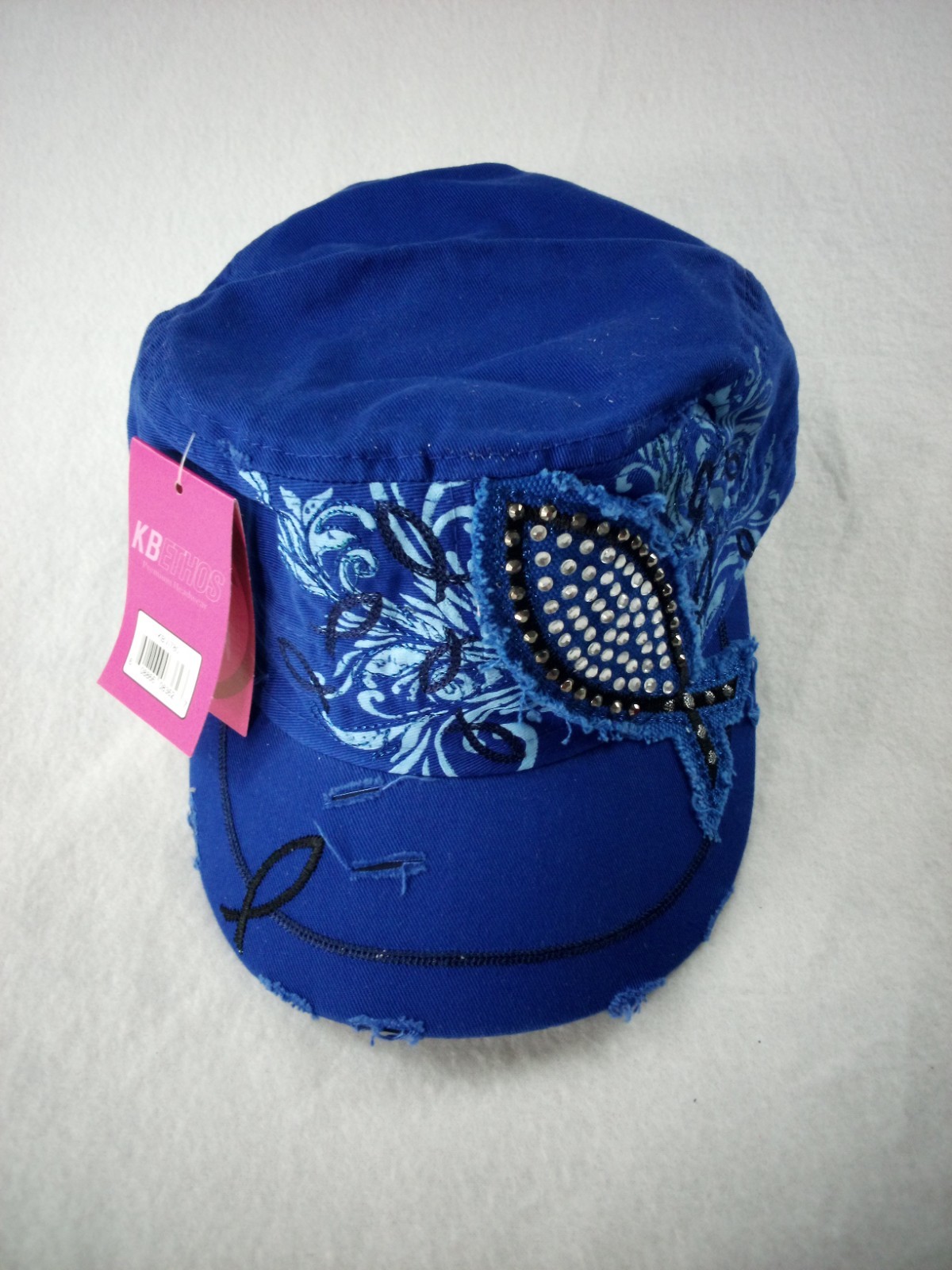 Kbethos Women’s Bling Rhinestone Cadet Cap Blue Adjustable NWT Hat Bling
