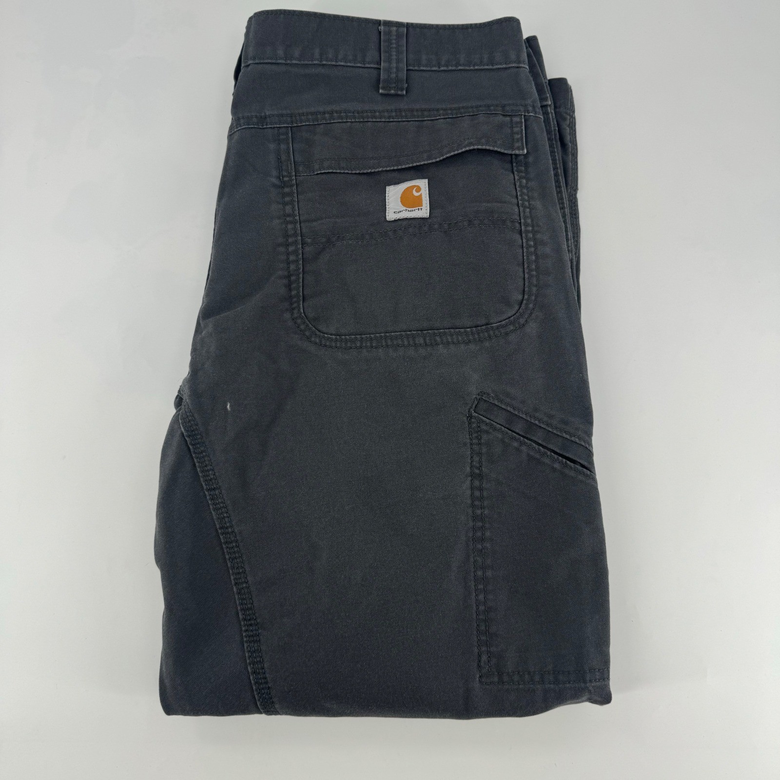 Carhartt Men 38×30 Relaxed Fit Double Front Work Pants Gray Canvas 101709 029