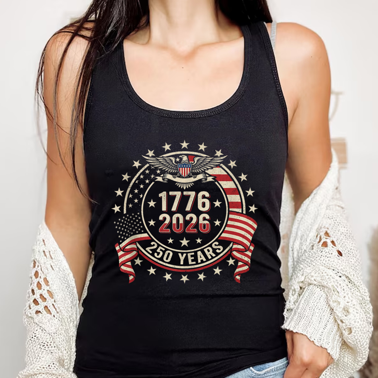 250th Patriotic American Birthday 250 Anniversary USA Flag Tank Top