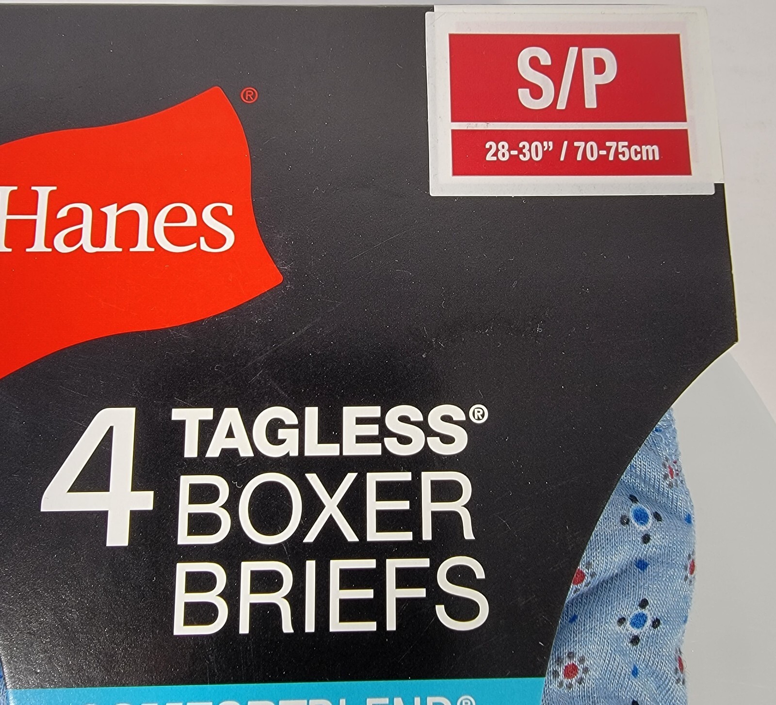 Hanes Tagless Boxer Briefs Men’s S (28-30″) ComfortBlend 4-Pack Assorted Designs
