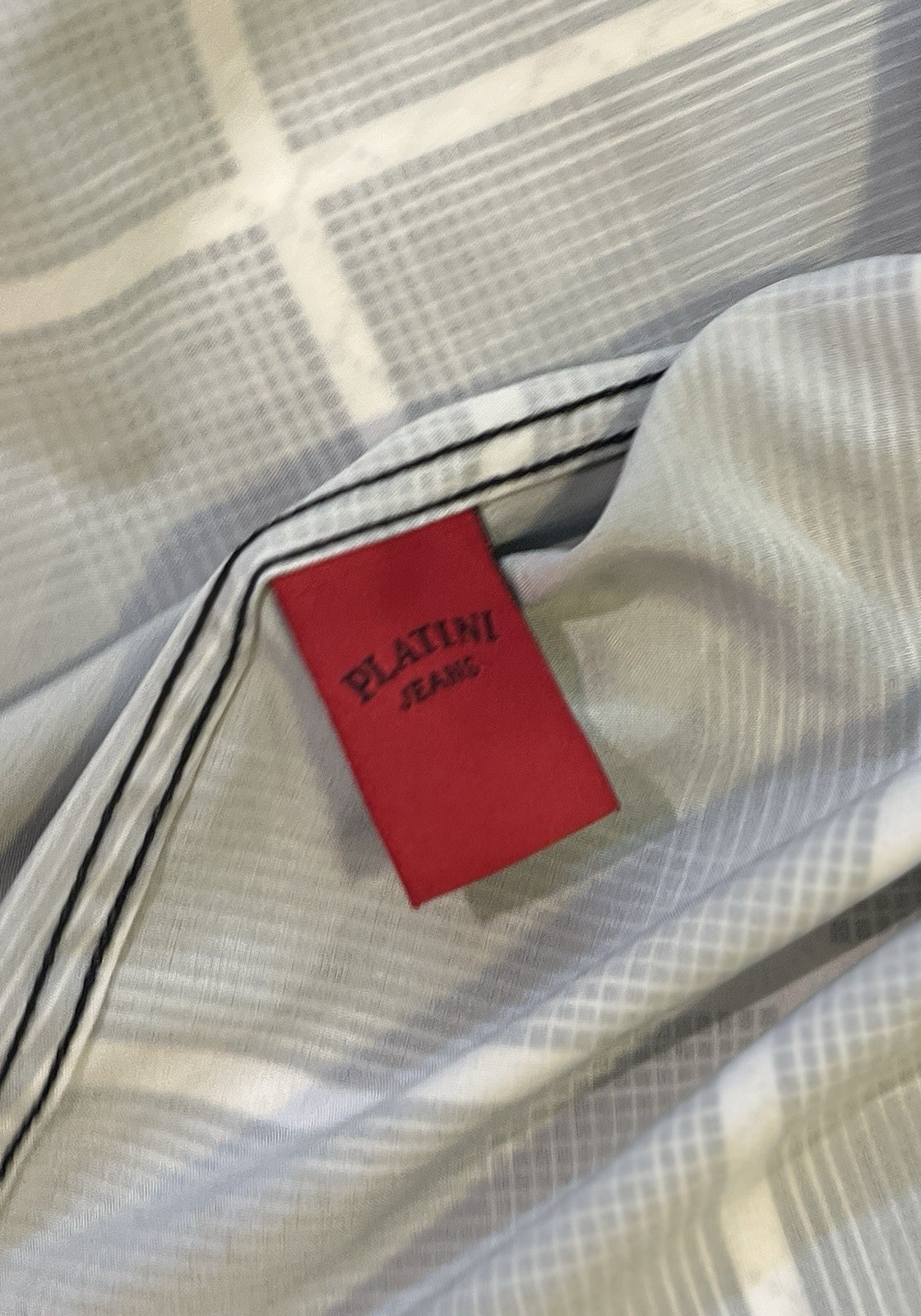 Platini Men’s 2XL Check Button-Up Shirt Long Sleeve Stretch Black White Gold