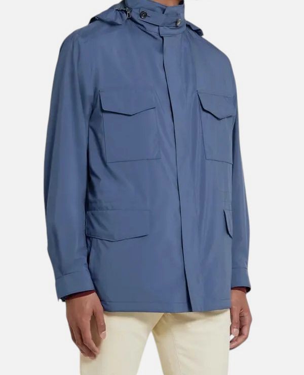 Loro Piana Men’s Blue Cashmere Storm System Traveler Windmate 74 Jacket Size 60