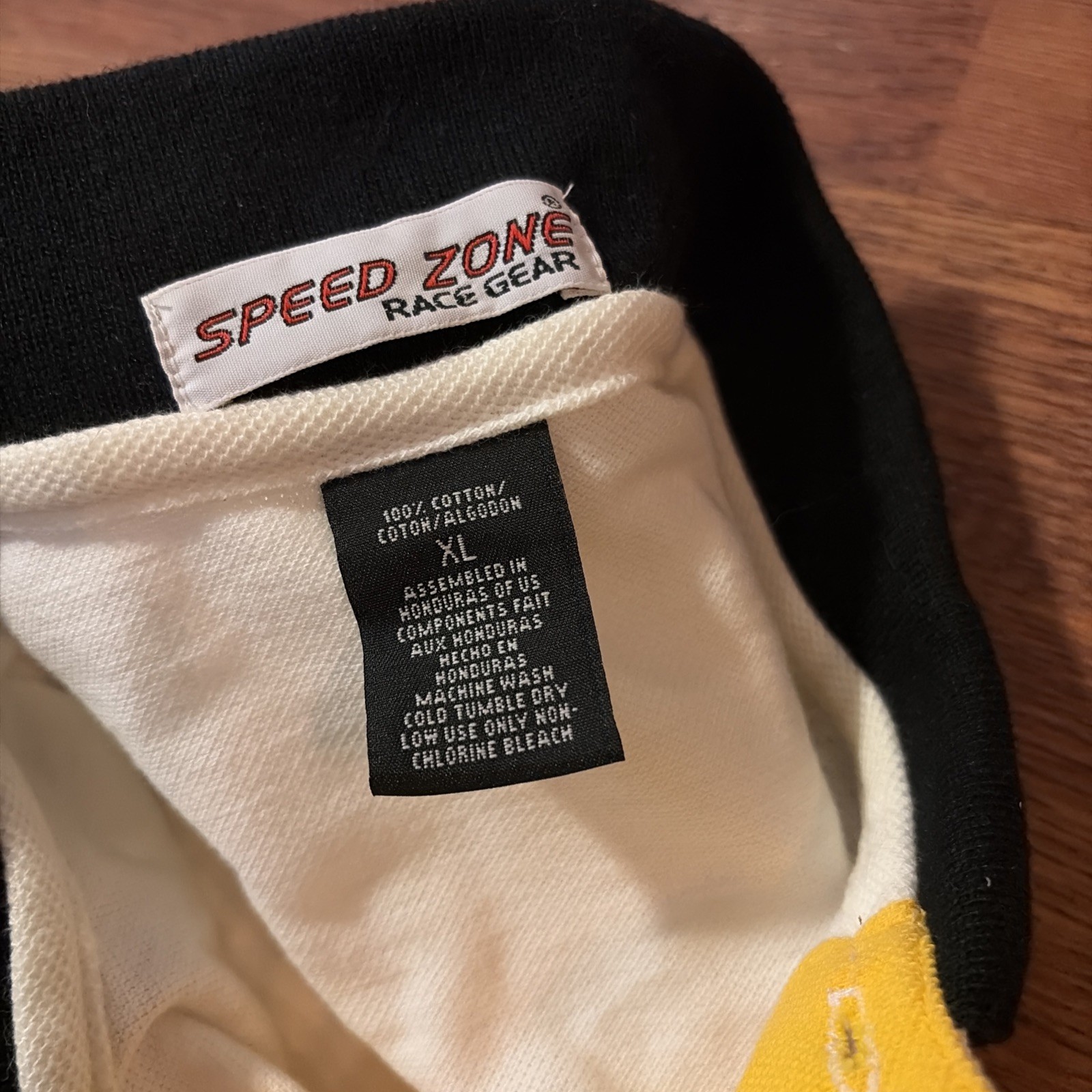 Speed Zone Race Gear Cigarette Racing Team Polo Shirt Mens XL White Yellow