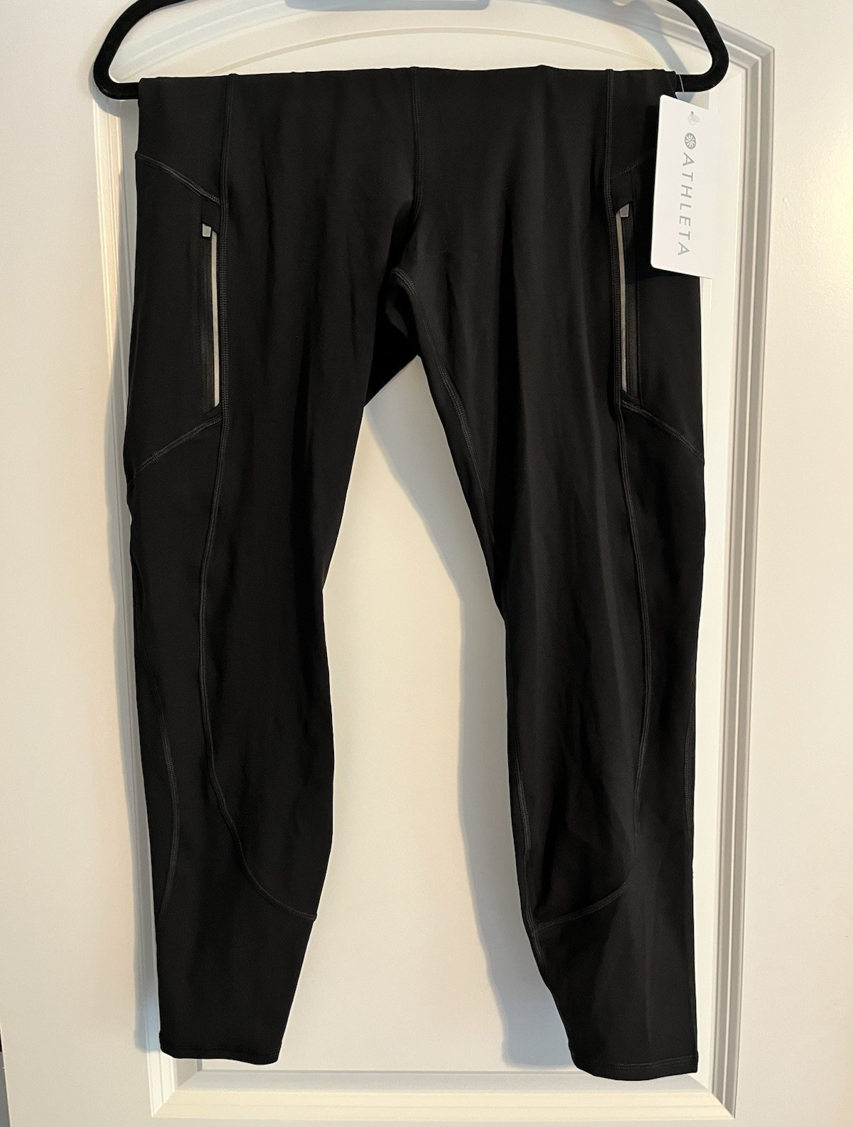 Athleta Rainier Tight Women’s Black Leggings L Ankle Stretch Pockets