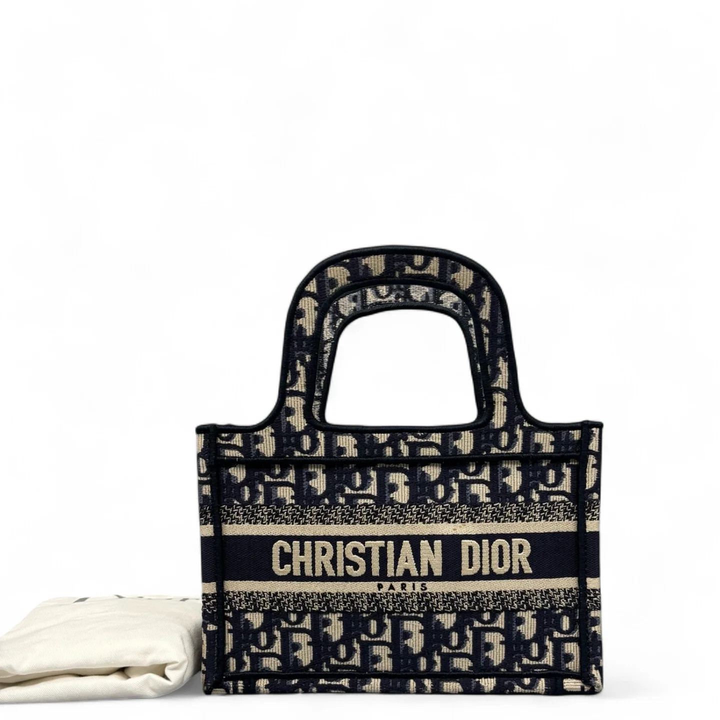 Dior Mini Book Tote Navy Beige Oblique (mx060326b0r)
