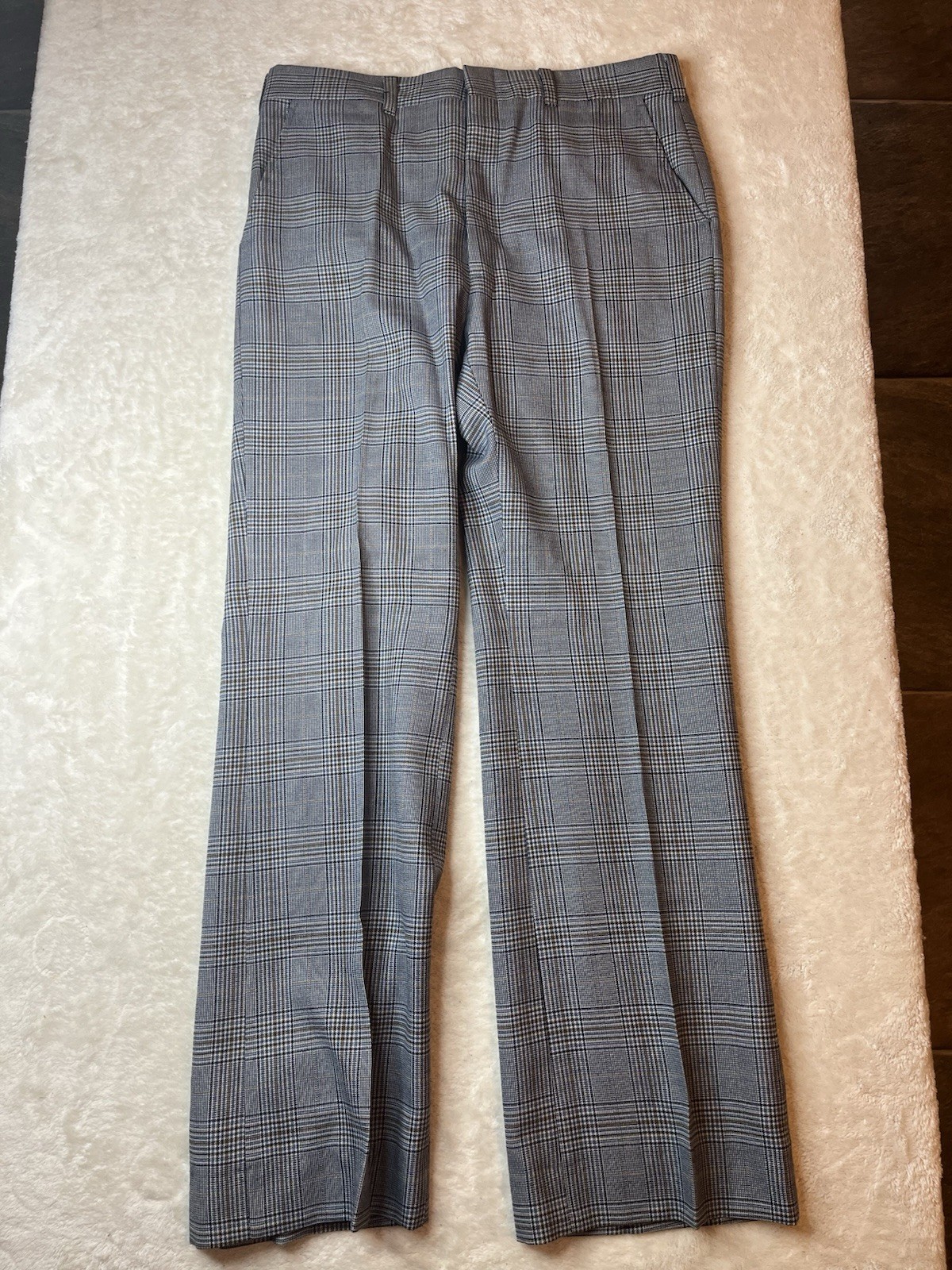 Vintage 1970’s Haggar Imperial Mens Plaid Flat Front Slacks… B1