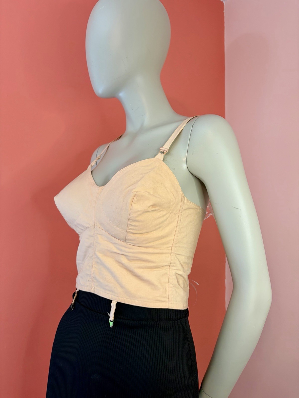 40s 50s B. Altman Fifth Ave VTG Longline Bustier bullet Bra nude blush pinup 40