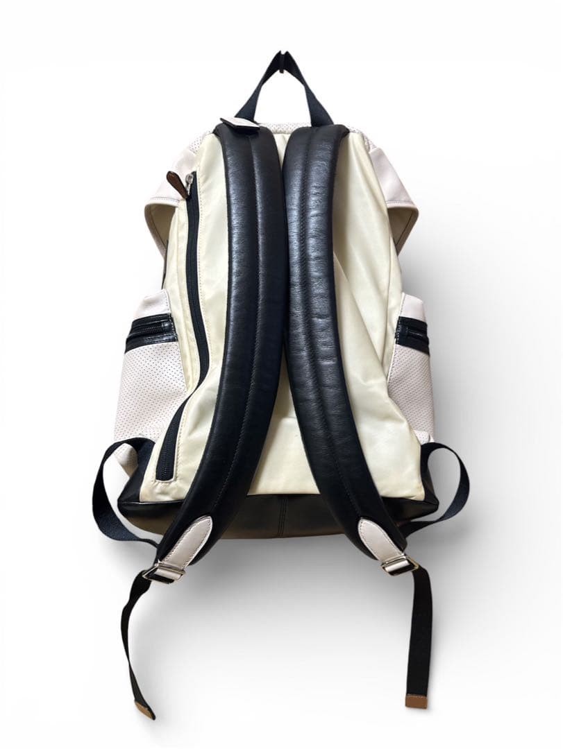 COACH White Nylon Leather Trek Backpack Authentic Women’s Backpack F72018