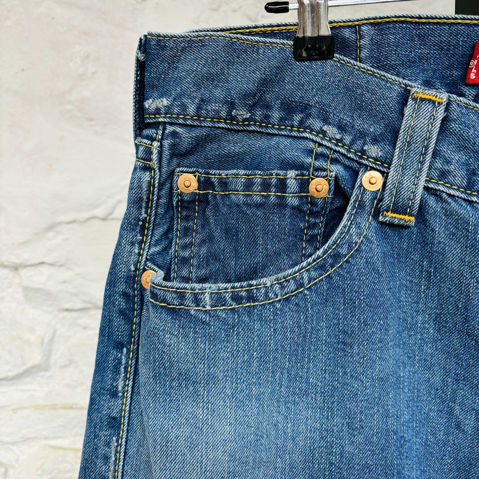 Levis Type 1 Jeans Baggy Real Loose Denim Cropped Raw Hem 32 Waist Vintage y2k
