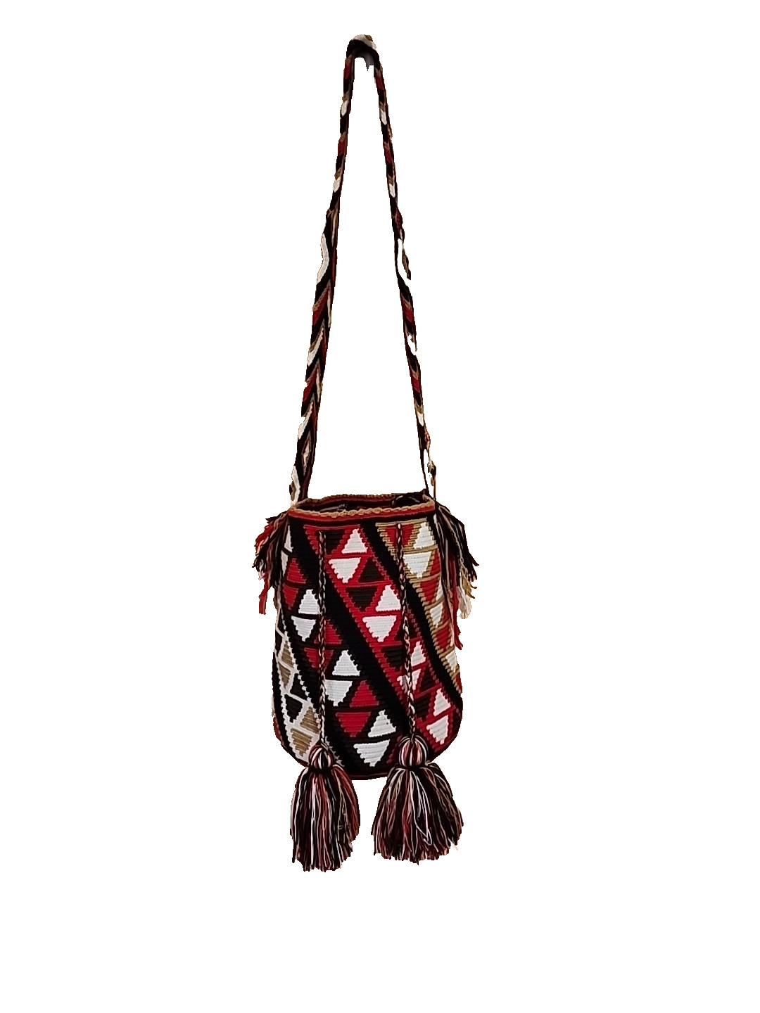 AUTHENTIC Wayuu Mochila Handmade Crochet Drawstring Bucket Bag Sz Large Retired