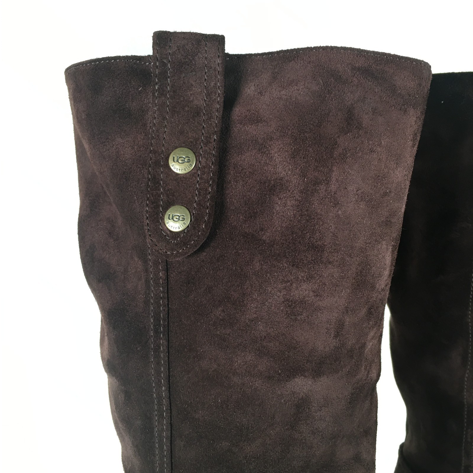UGG Australia Chocolate Suede Leather Knee High Heel Boot Pull-On Women’s 8