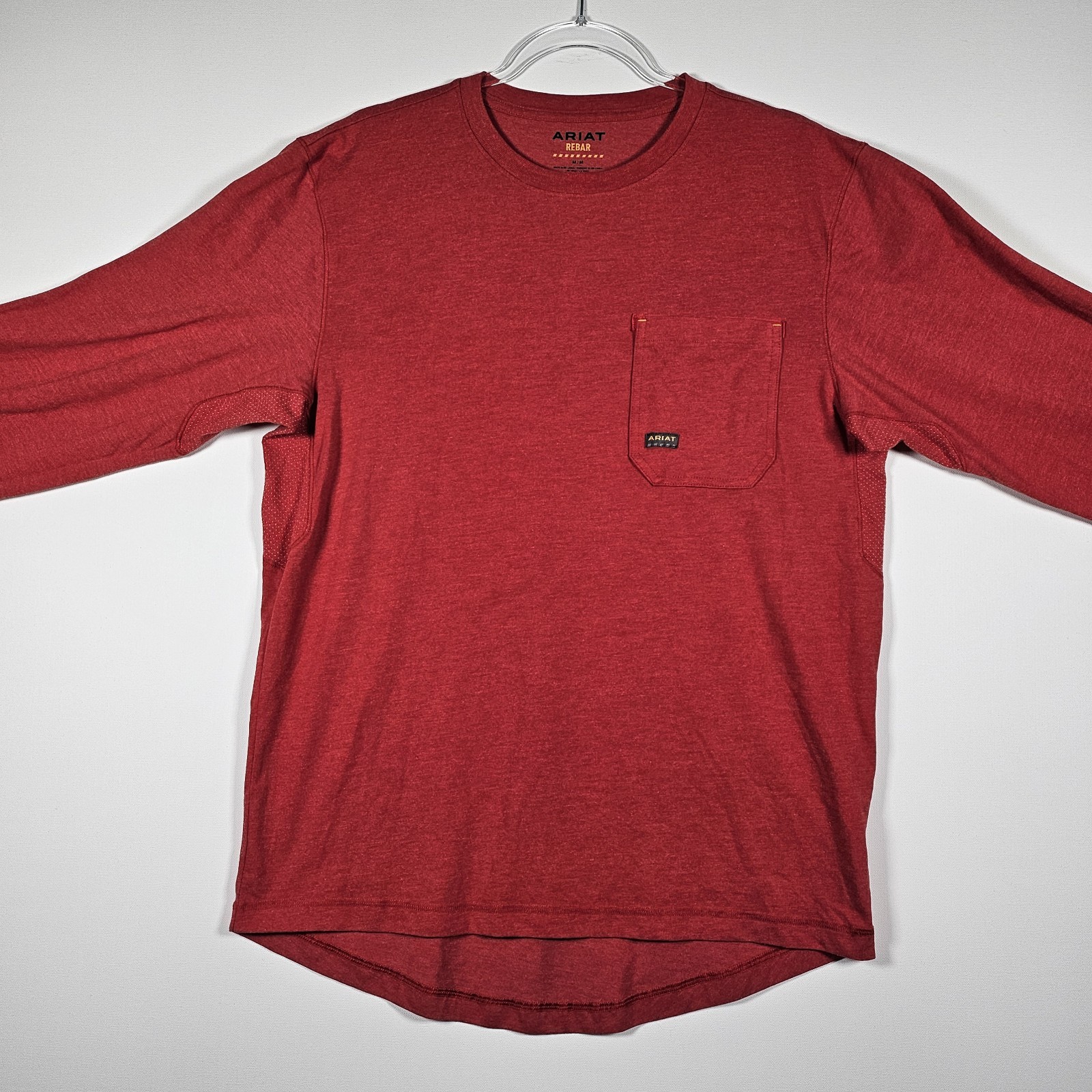 Ariat Rebar Workman Long Sleeve T-Shirt Men’s Medium Red USA Flag Graphic Heavy