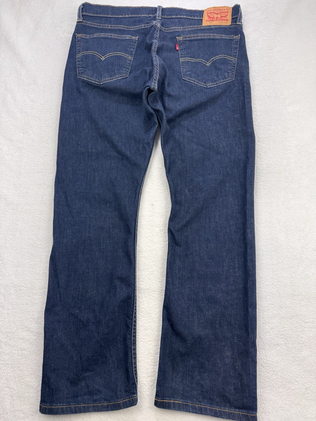 Levis 513 Jeans Men 36×30 Blue Slim Straight Stretch Whisker Distress Denim