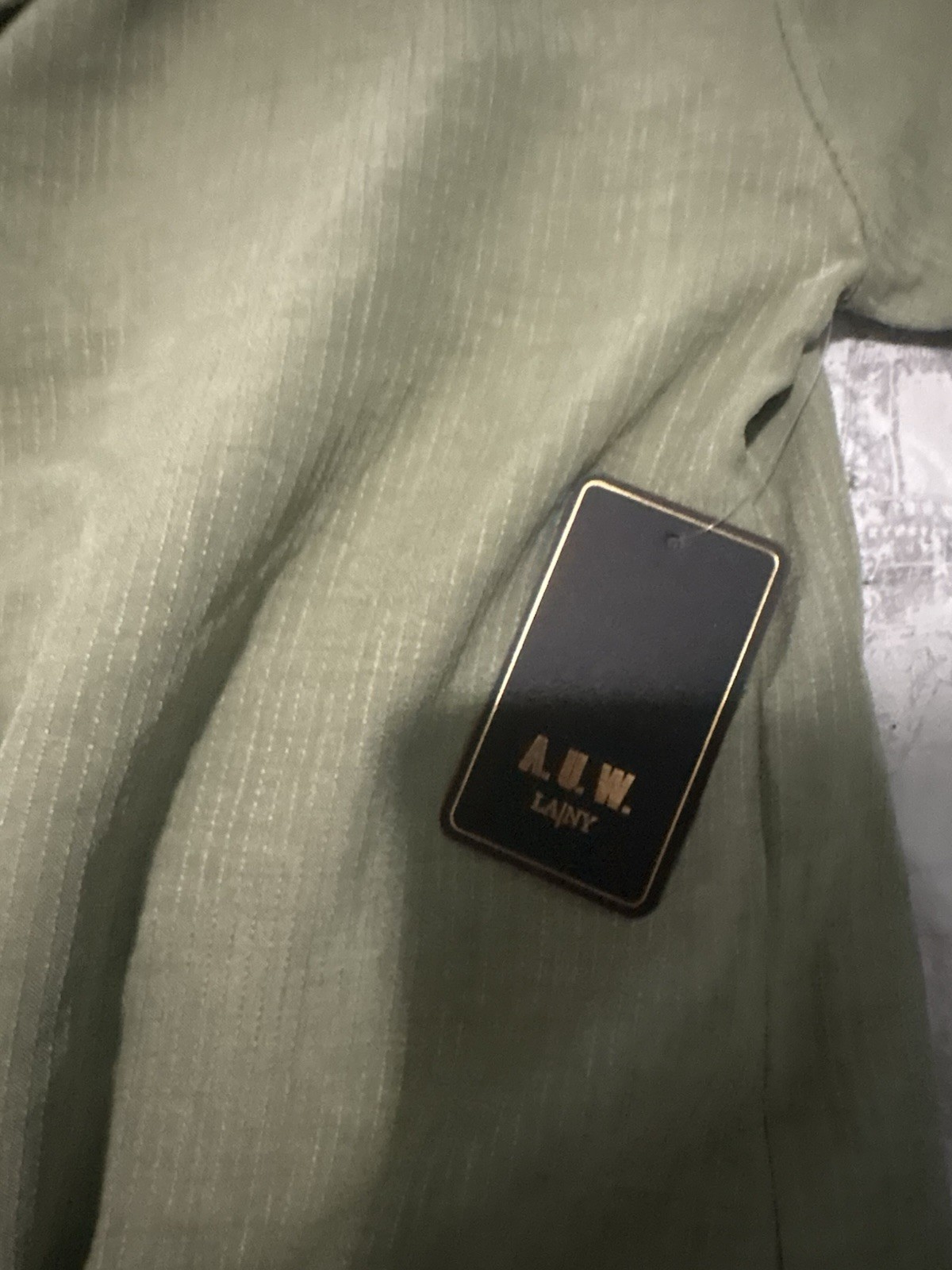 A.U.W. LAINY Olive Green Button-Down Front-Tie Shirt, Sizes S-M-XL