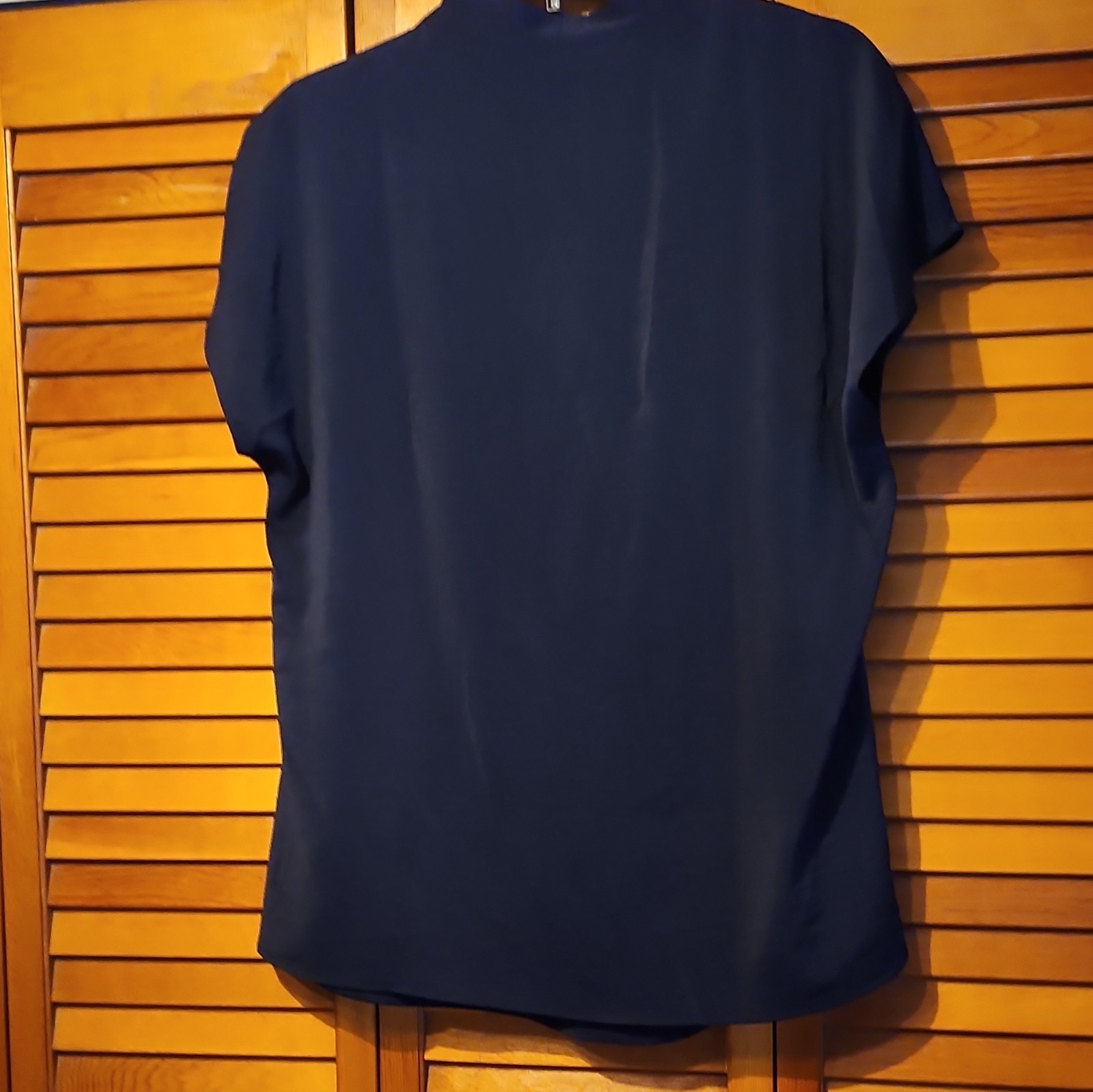 Blooming Jelly Women’s XL V-Neck Solid Short Sleeve Blouse Blue Button