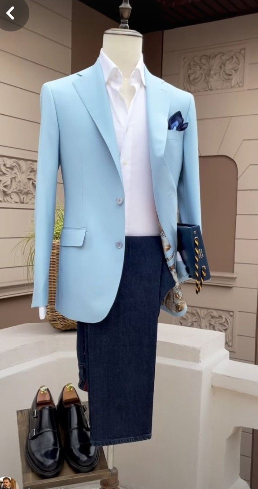 Blue Casual Wear Men’s Jacket 2Pcs Regular Fit Coat Formal Notch Lapel Jackets