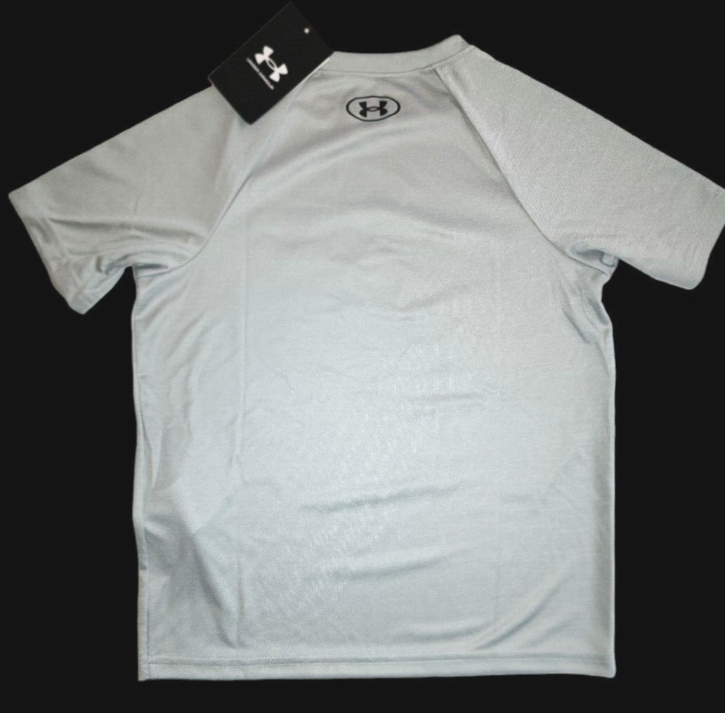 Under Armour Tech Split Logo Hybrid Short Sleeve Shirt Boys Size Youth Small NWT