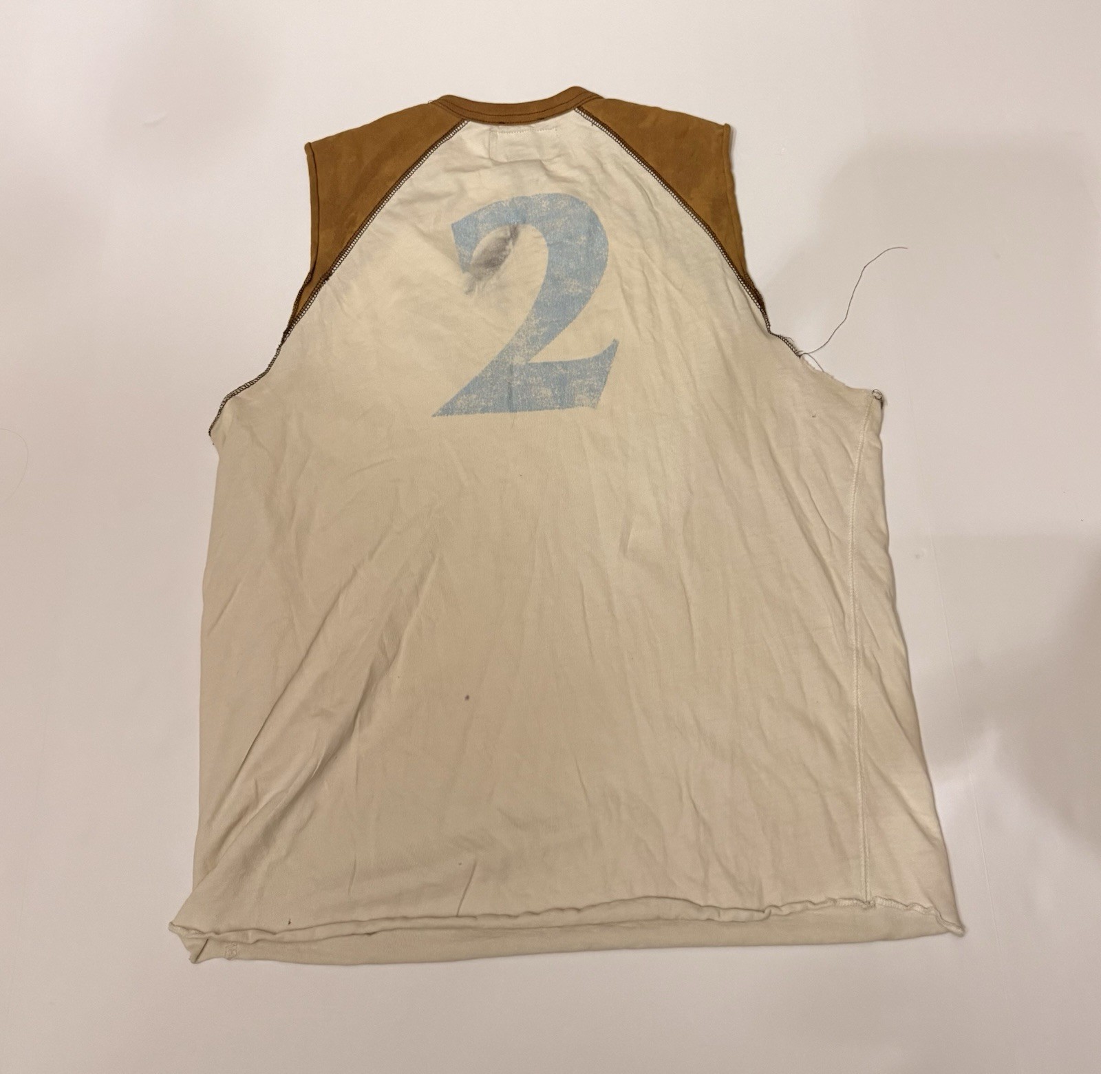 Abercrombie & Fitch Men’s M Cream/Brown Cotton Knit Sleeveless Graphic Tee