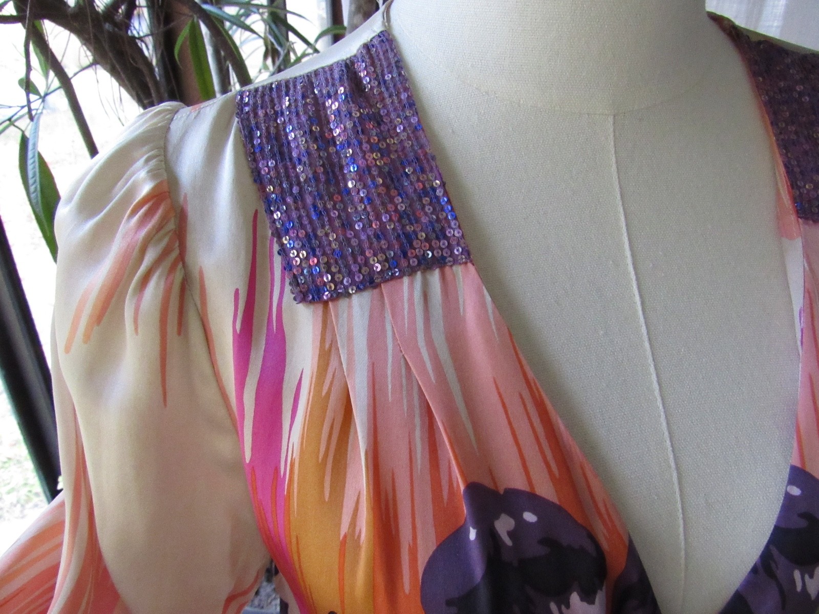 $240 Anthropology Plenty tracy reese Silk DRESS sequins Floral Party Holiday Vtg