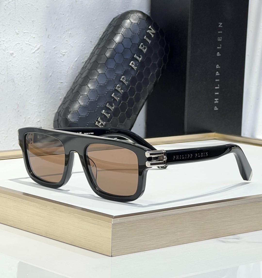 PHILIPP PLEIN VPP021 Sunglasses Black Frame Brown Lens 53-20-145