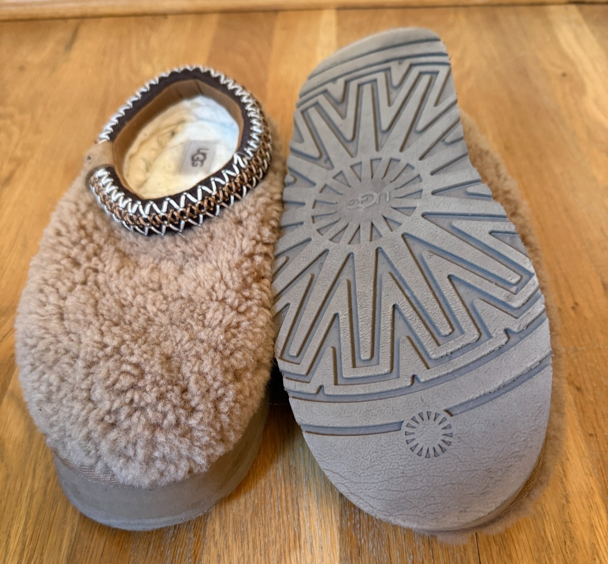 UGG Australia Tazz Maxi Curly Platform Chestnut Brown Slippers Shoes SZ 7