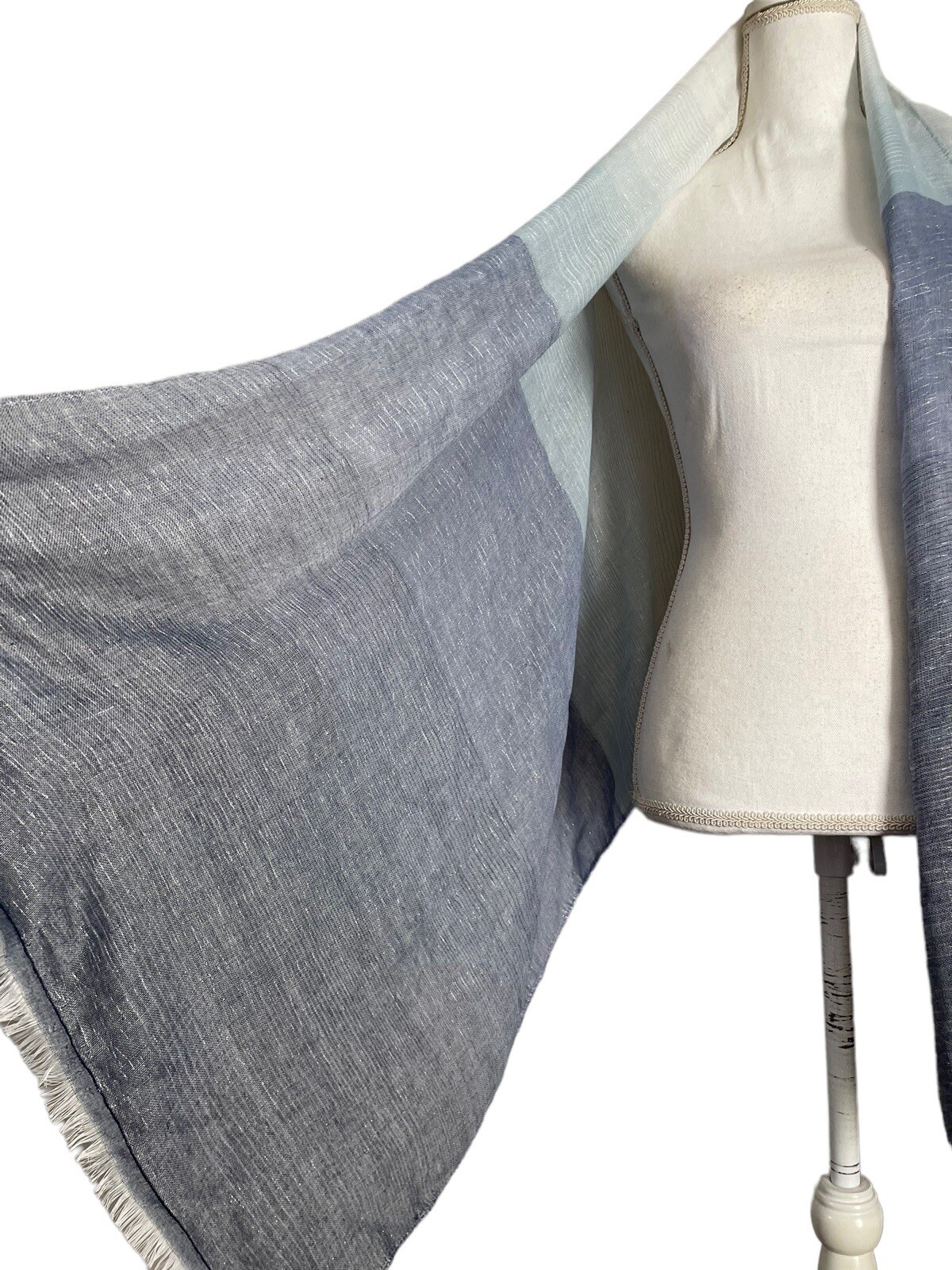 Cejon Womens Shades of Blue Oversized Scarf Wrap Shawl Ombre Fringe NWT #MQ2