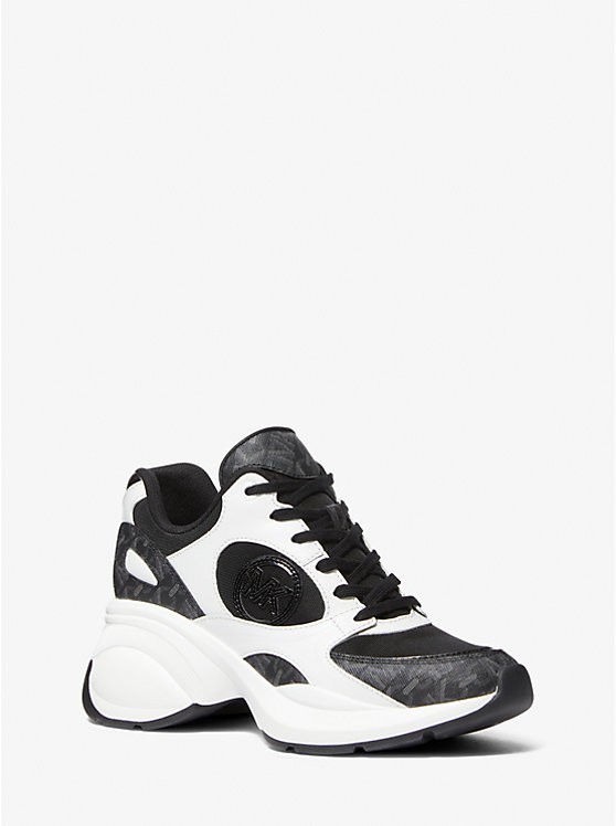 MICHAEL KORS Zuma Trainer Sneakers Empire Signature Logo & Mesh Trainer Size 7M