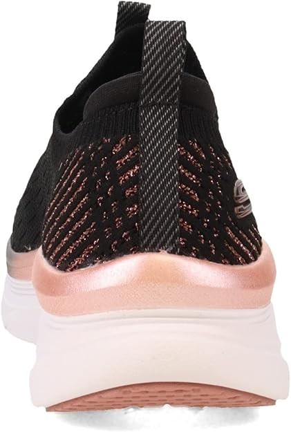 Skechers Women’s D’lux Walker Let It Glow Sneaker – 149366 – Black & Rose Gold