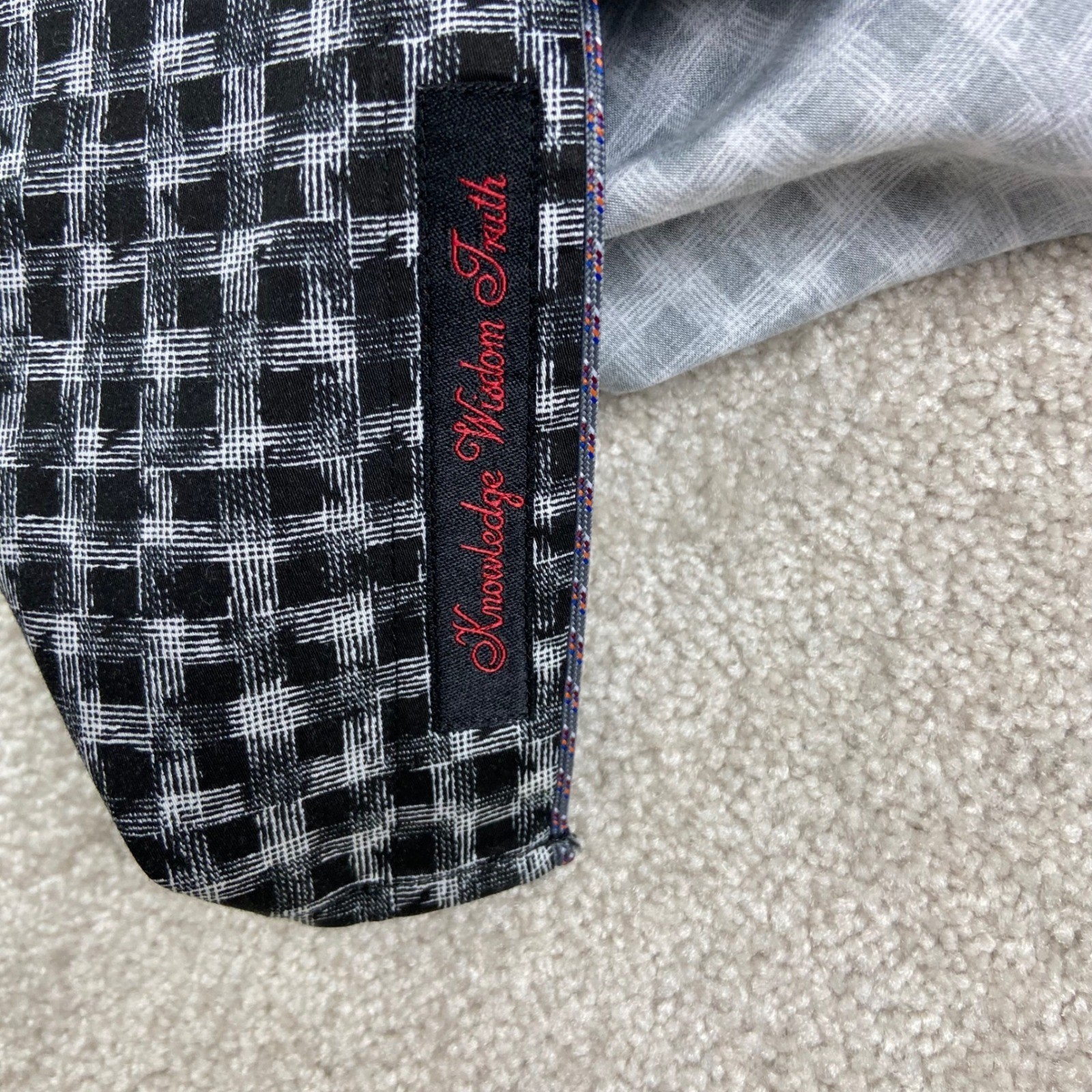 Robert Graham Button Down Shirt Mens 3XL Black White Grid Tailored Fit