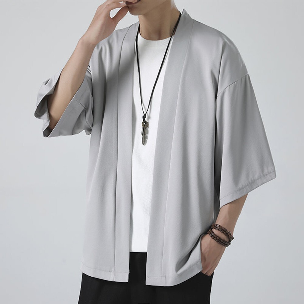 Comfy Fashion Shirt Jacket Yukata 3/4 Sleeve Cardigan Coat Japanese Kimono