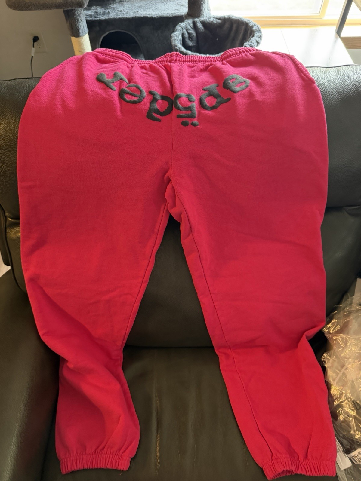 sp5der Men’s Pink Logo Fleece Sweatpants XL