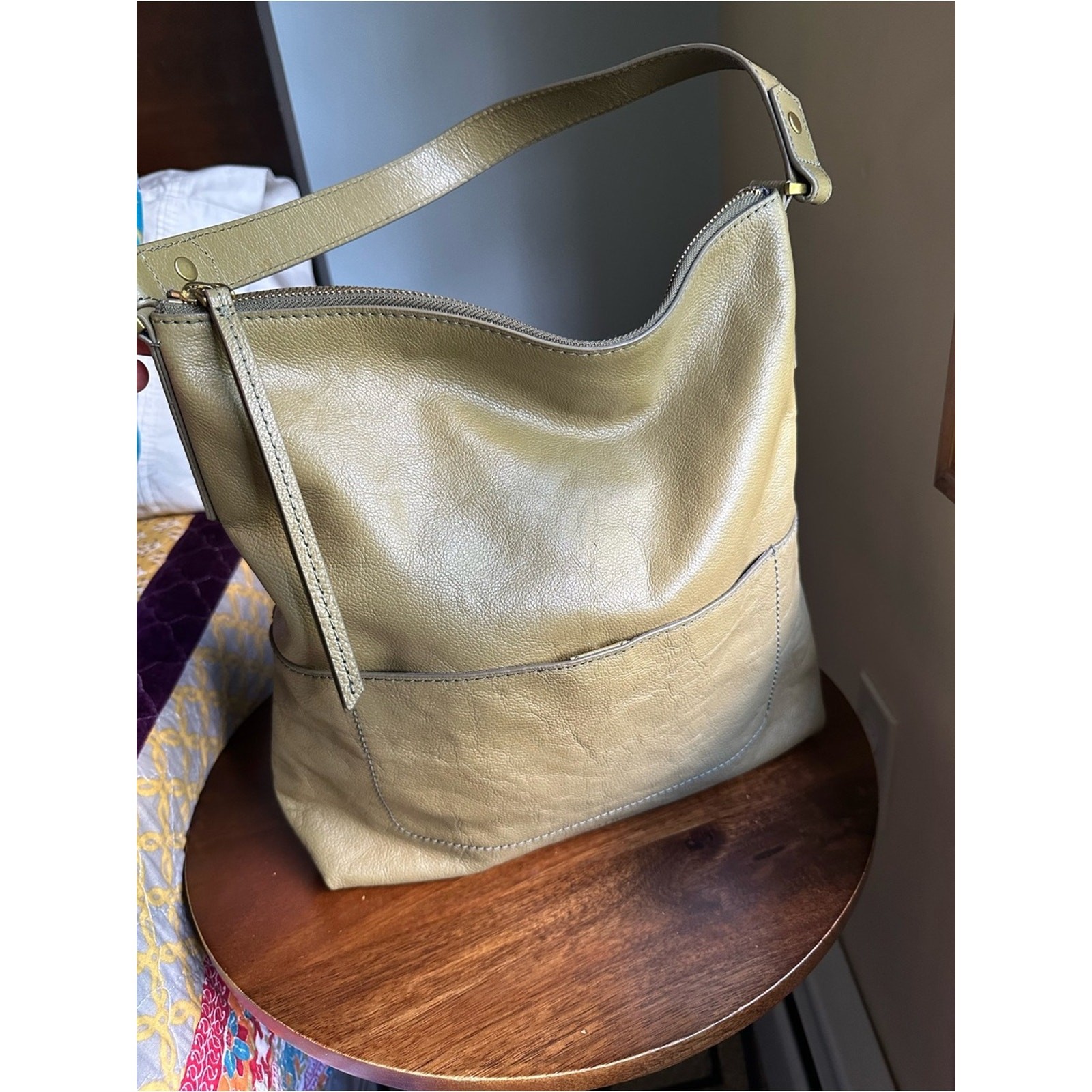 Fossil Amelia Hobo Bag Olive Green Leather Shoulder Tote SHB1819