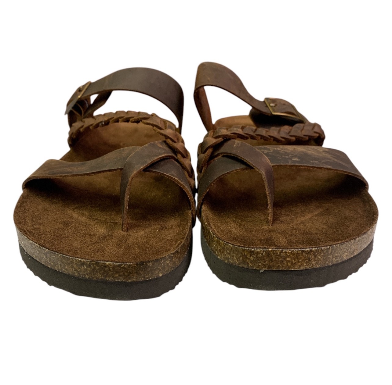 Womens Mountain Sole Size 8 Sandals Braided Brown Leather Slip-on Summer Beach