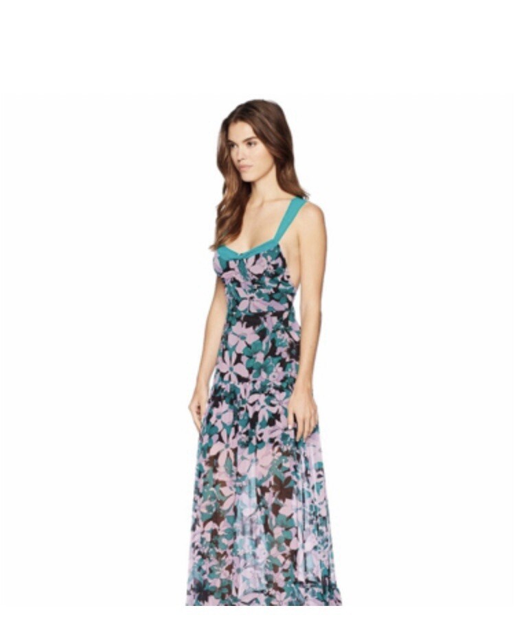 For Love & Lemons Blue Maritza Floral Maxi Dress Size Medium Purple Black NWT