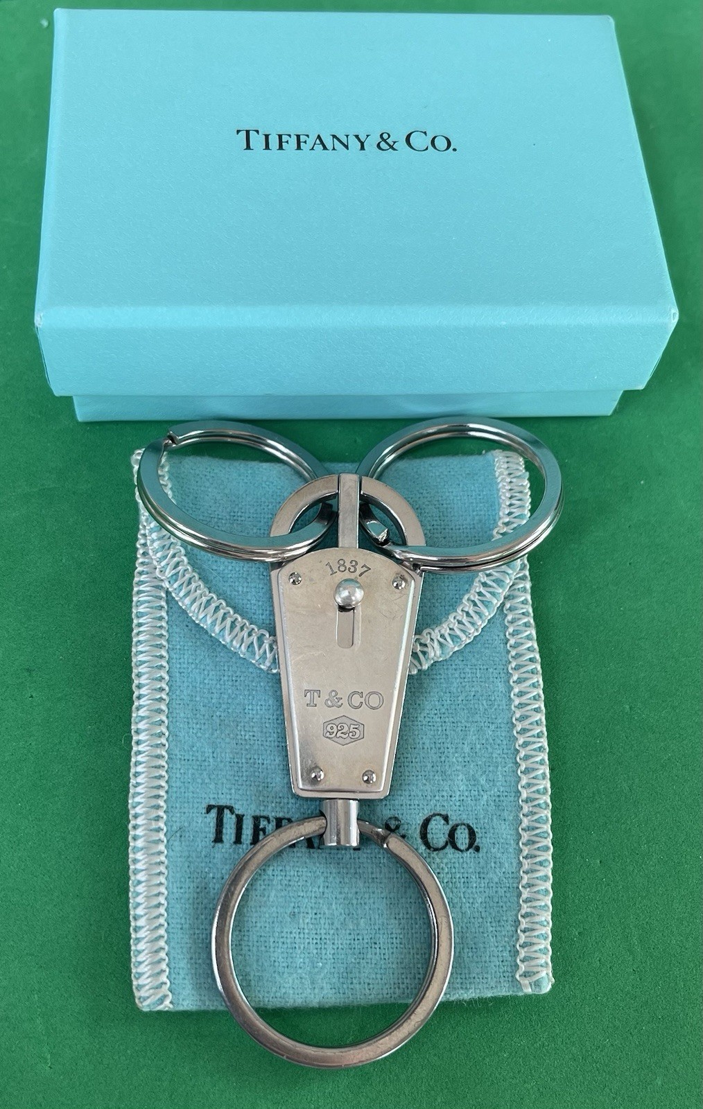 Tiffany & Co. Triple Valet 1837 Sterling Silver .925 KeyChain KeyRing KeyHolder