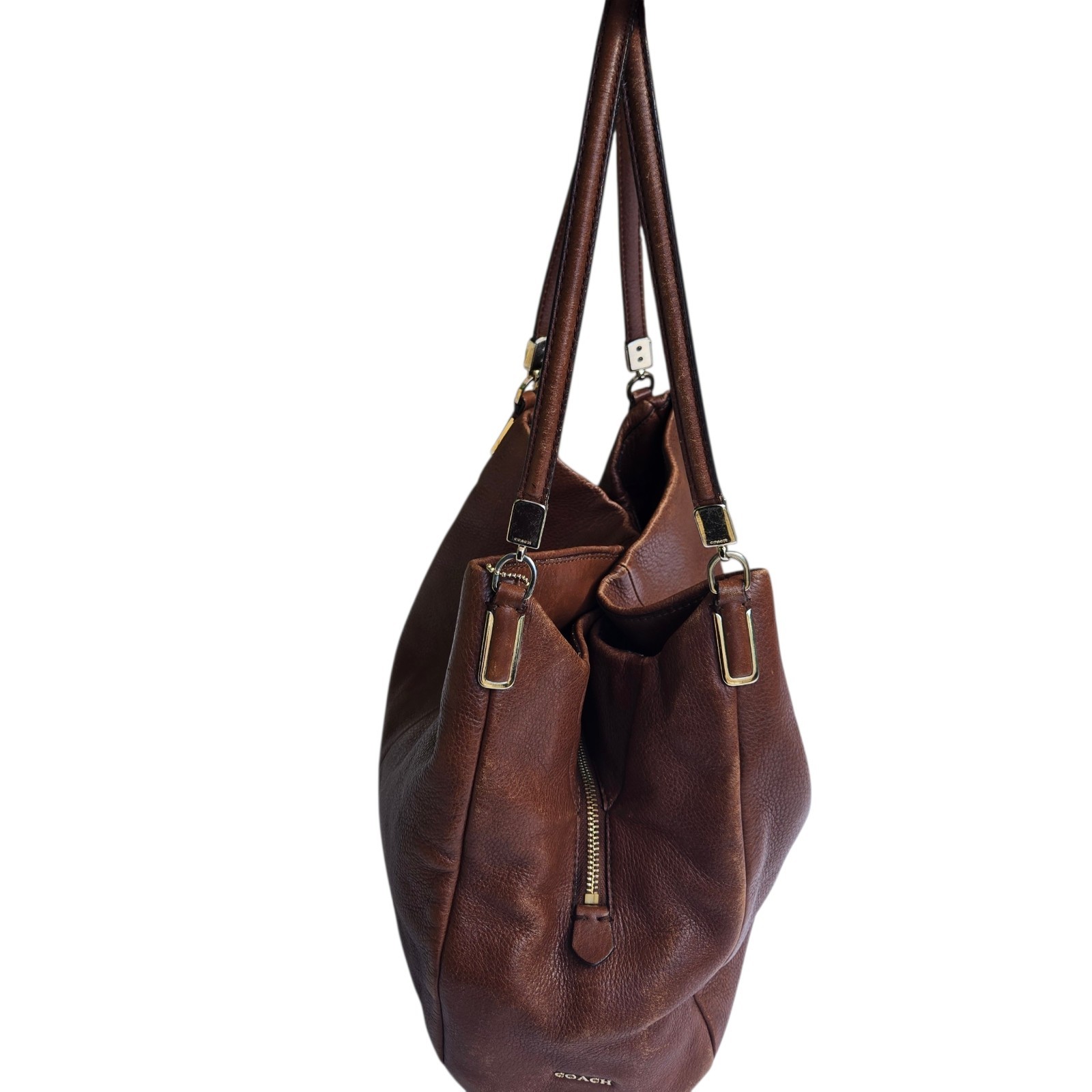 Coach Madison Phoebe Pebbled Leather Hobo Brown Shoulder Bag Purse H1376-26224