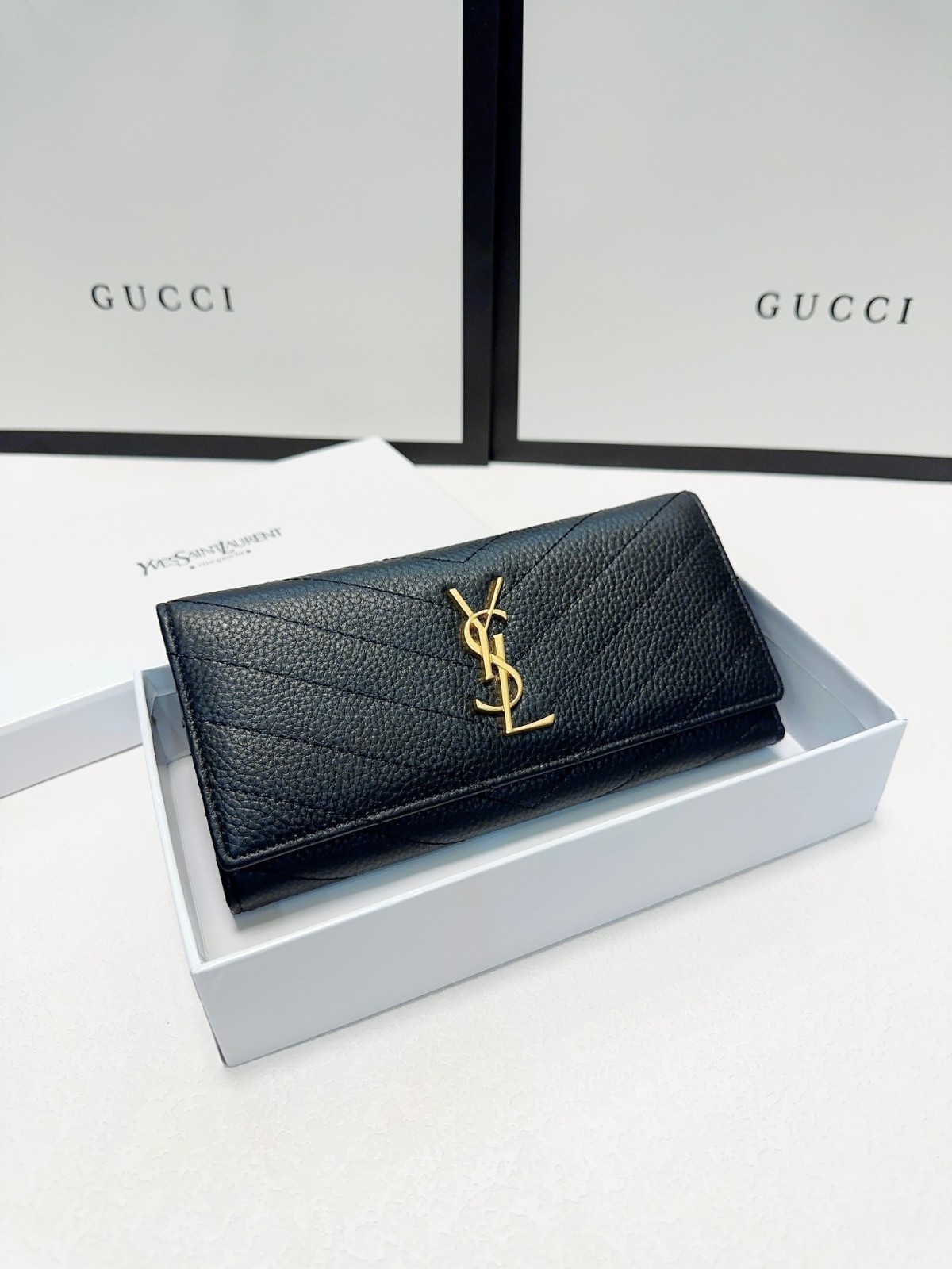 Saint Laurent Cassandre Matelassé Large Flap Wallet | 19cm × 10cm