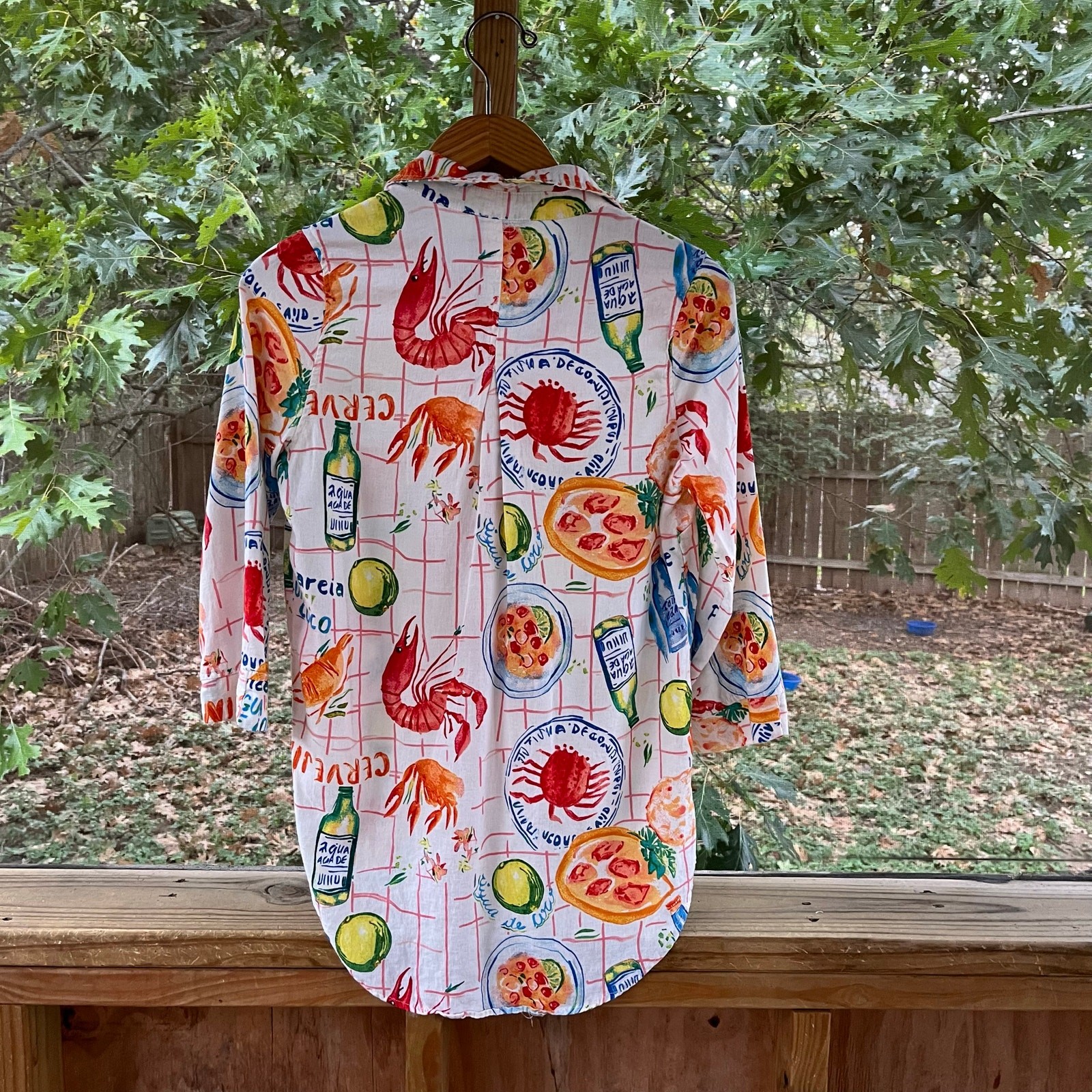 Calypso Saint Barth Women’s Coastal Novelty Print Top Linen Blend Size M
