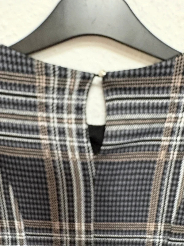 Dorothy Perkins Grey Check Shift Dress UK 16 Short Sleeve Stretch Lined 2197