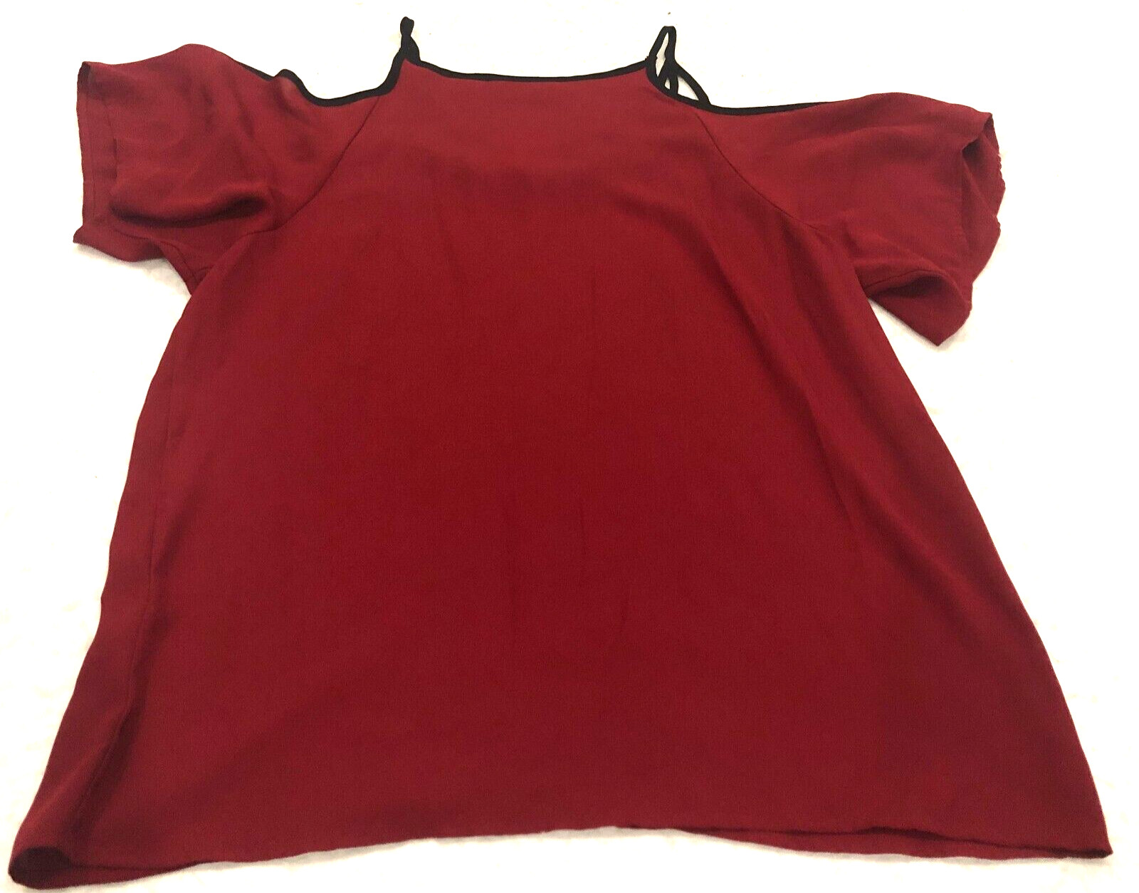 7th Avenue New York & Company Womens Top Sz M Red Cold Shoulder